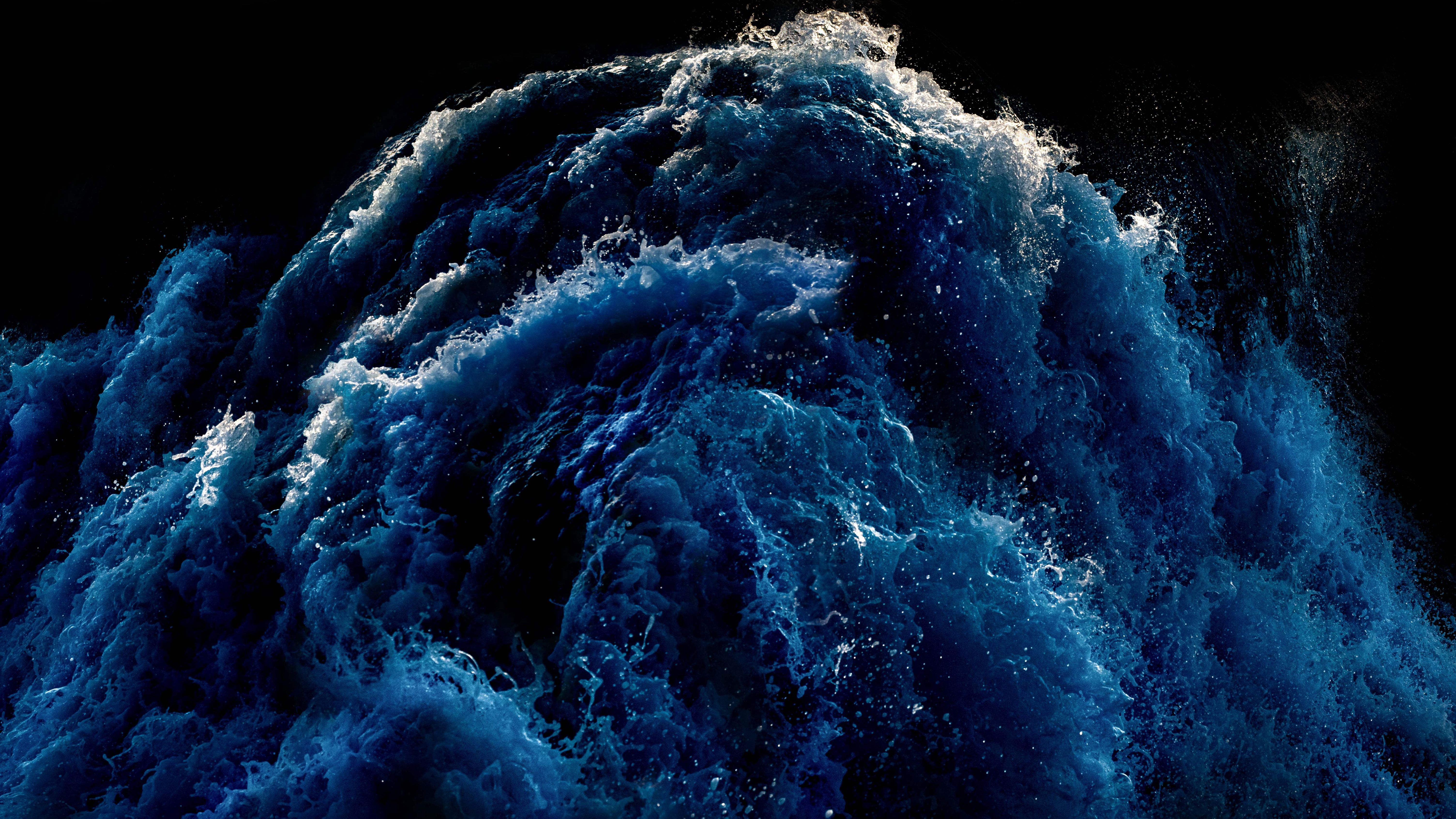6016x3384 Waves Wallpaper 4K, Deep blue, Ocean, Storm, Coastal