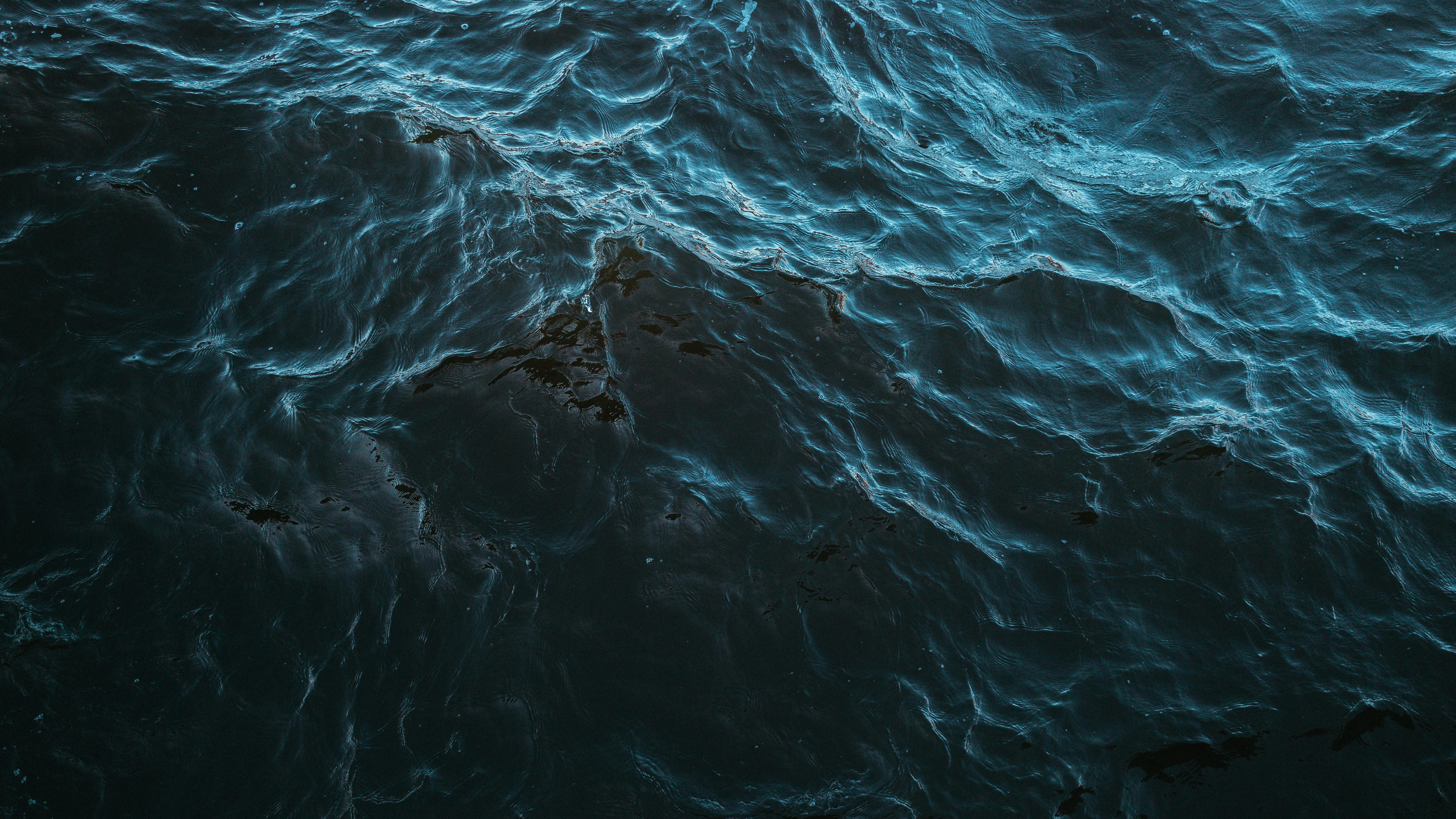 6000x3375 Serene Dark Blue Ocean Waves Captured Close Up · Free