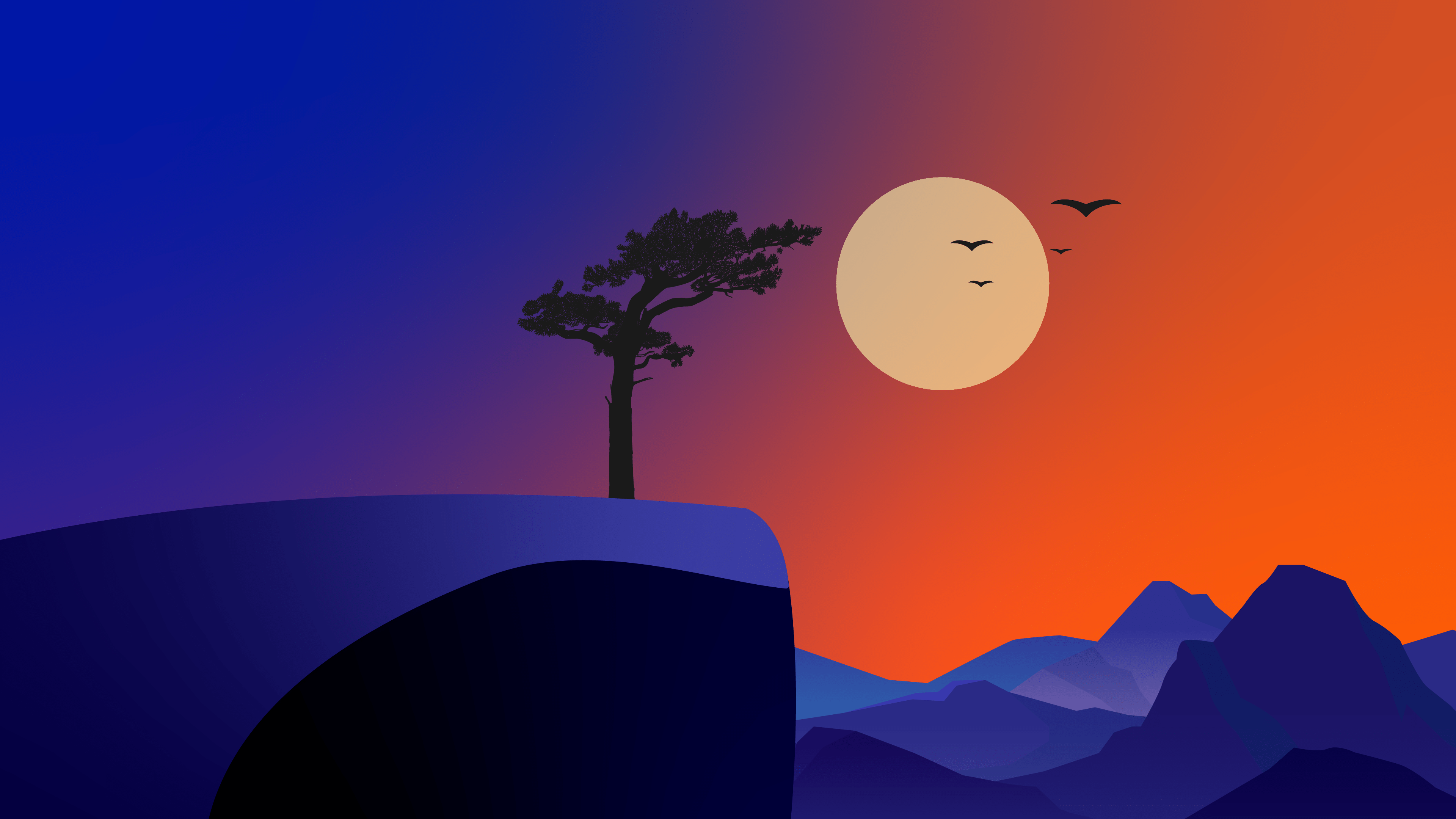 3840x2160 4k Minimalist Landscape Sunrise 4K Wallpaper. Best 4K Wallpaper for Computers