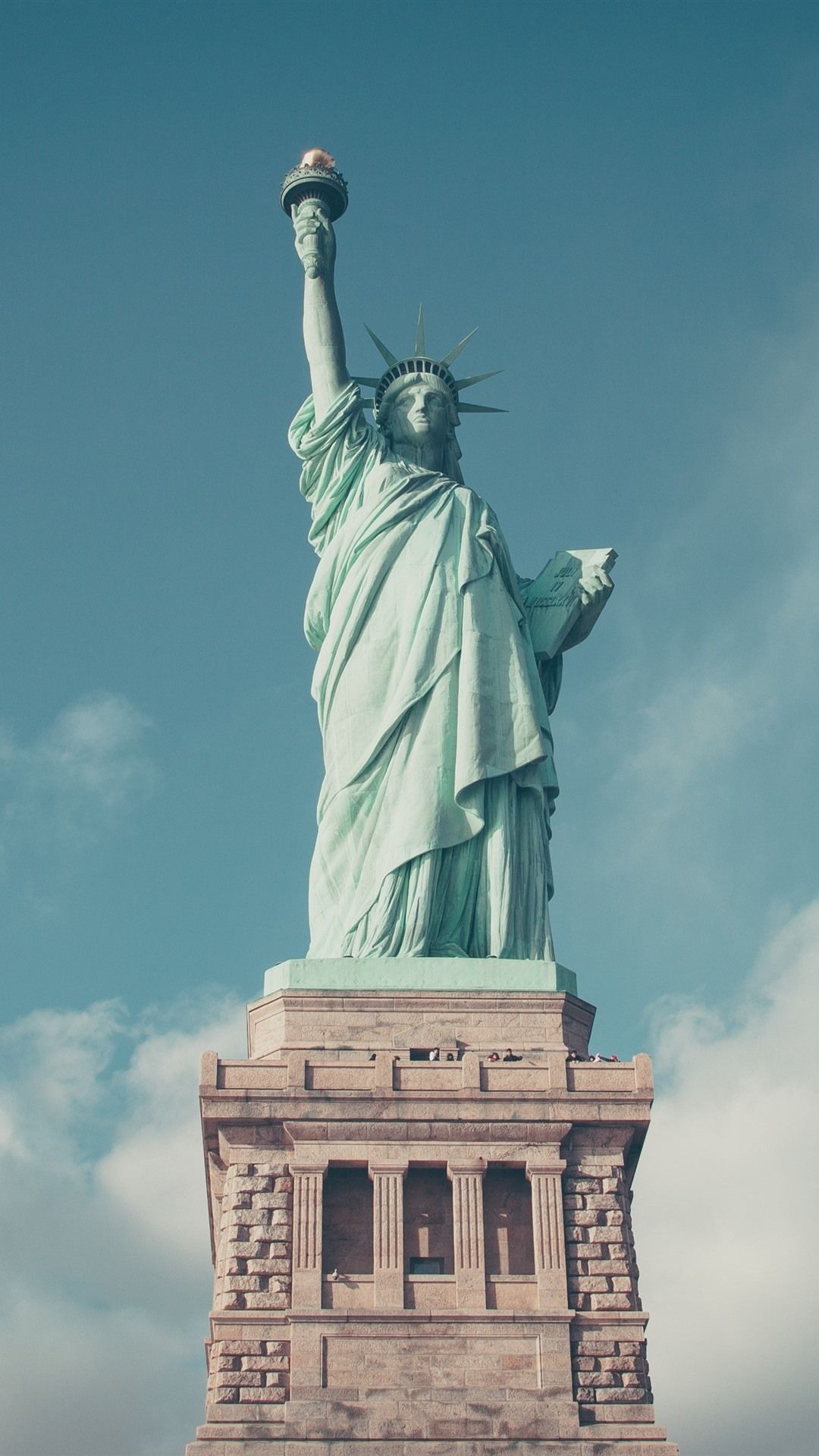 1080x1920 Statue Of Liberty, Blue Sky, Clouds, USA 1206x2622 IPhone 16 17 Pro Wallpaper, Background, Picture, Image