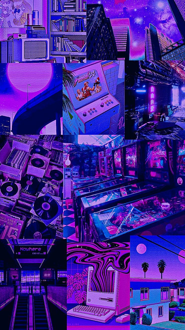 736x1308 Purple Retro Wallpaper
