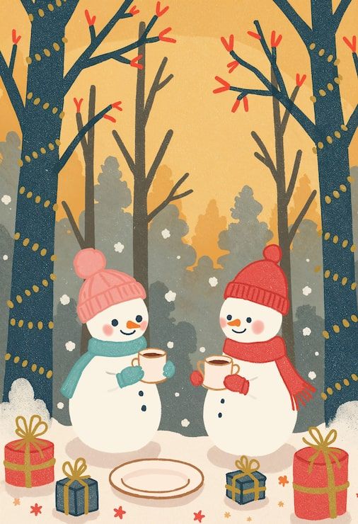 506x740 Retrocore snowman drinking coffee Image