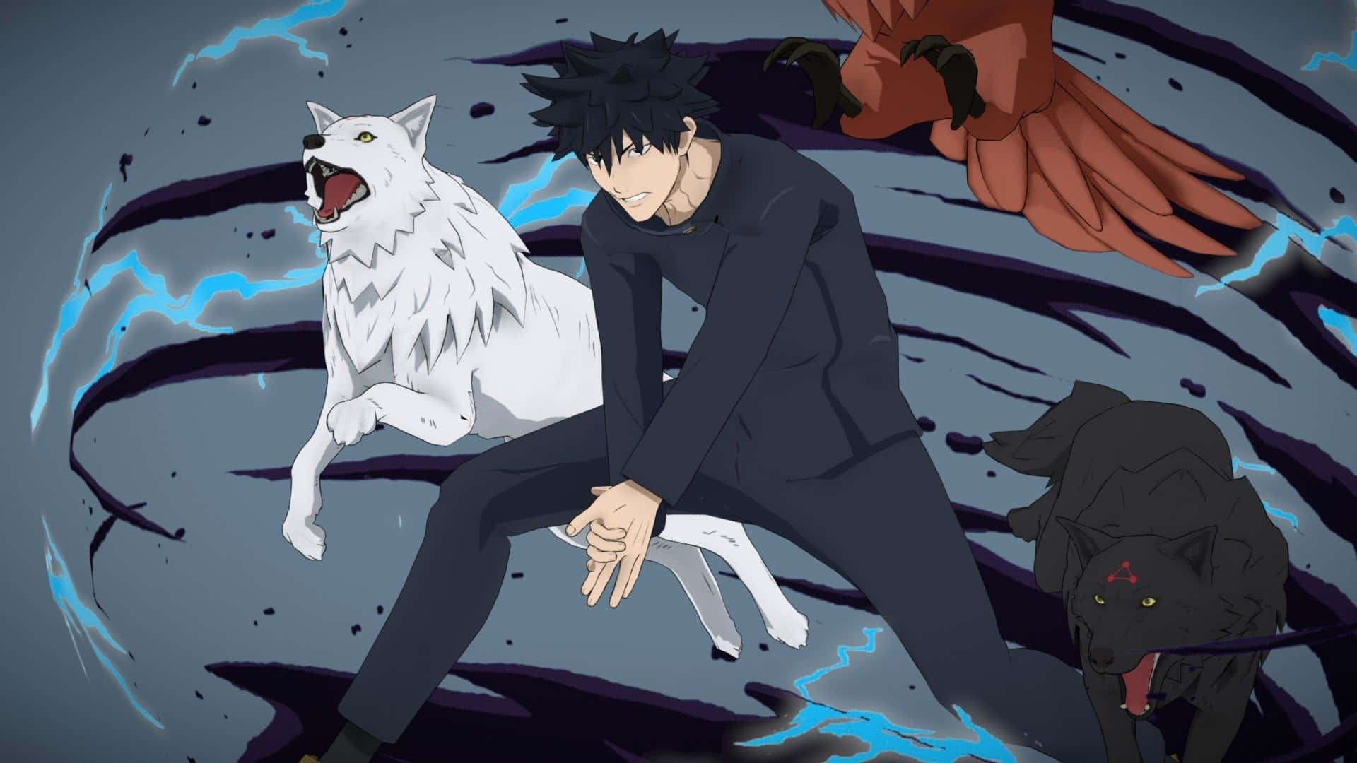 1920x1080 Download Megumi Fushiguro With Divine Dogs Wallpaper