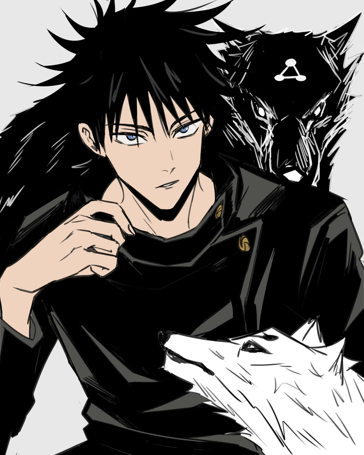 1536x1920 Download Megumi Fushiguro With Divine Dogs Wallpaper
