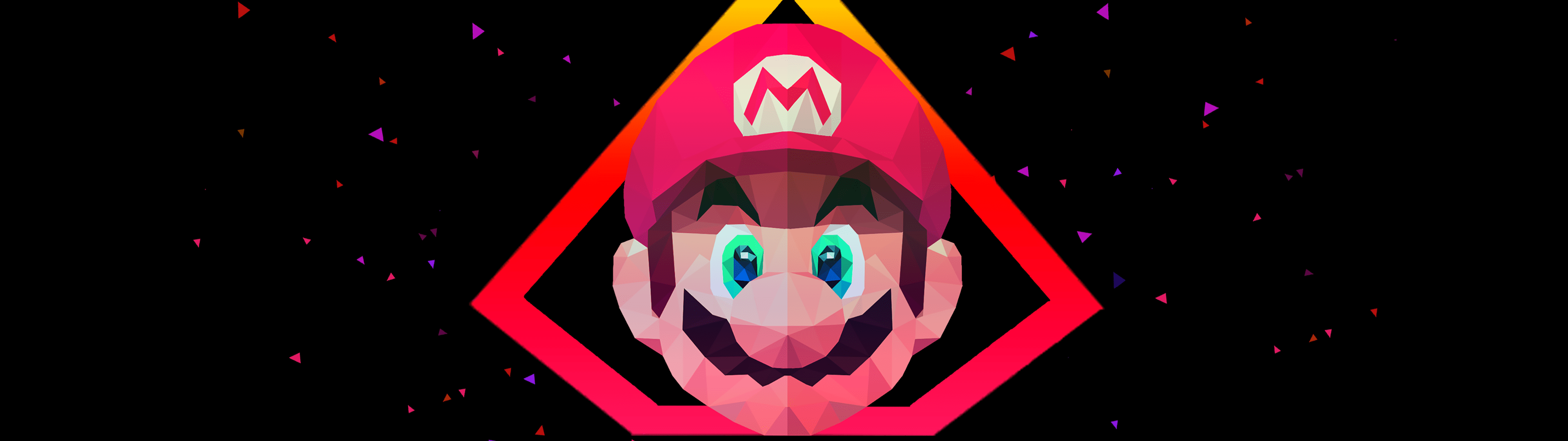 3840x1080 Super Mario Wallpaper 4K, AMOLED, Low poly, Artwork