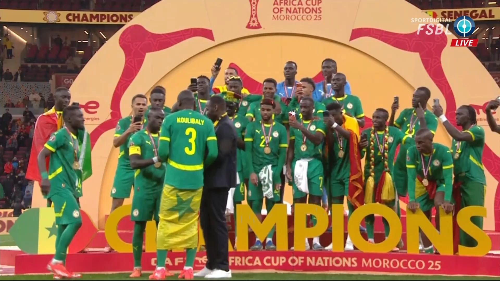 1920x1080 Senegal national team celebrate as they lift the AFCON 2025 trophy