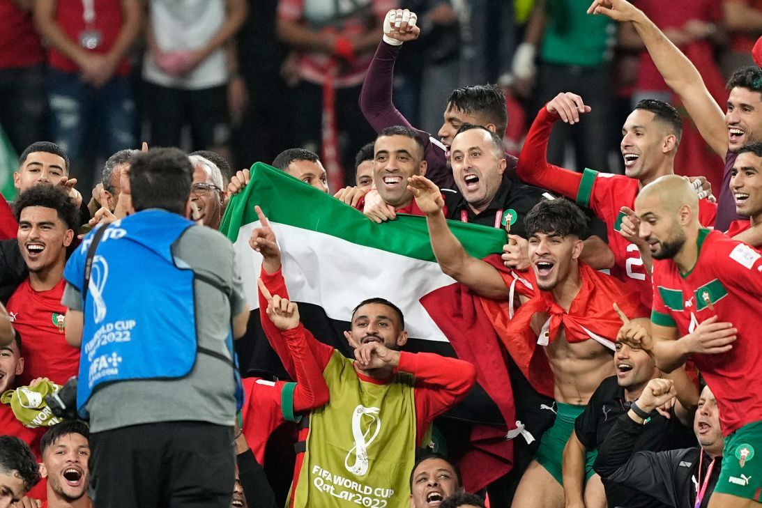 1093x729 Palestinian flag waved on pitch as Morocco celebrates historic World Cup win