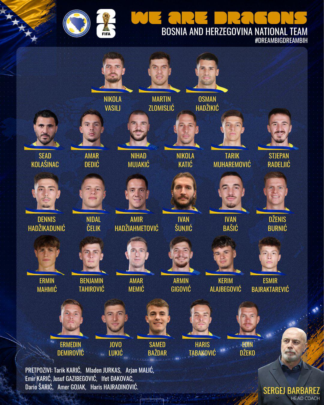1080x1350 Bosnia and Herzegovina announces their squad for the 2026 FIFA World Cup