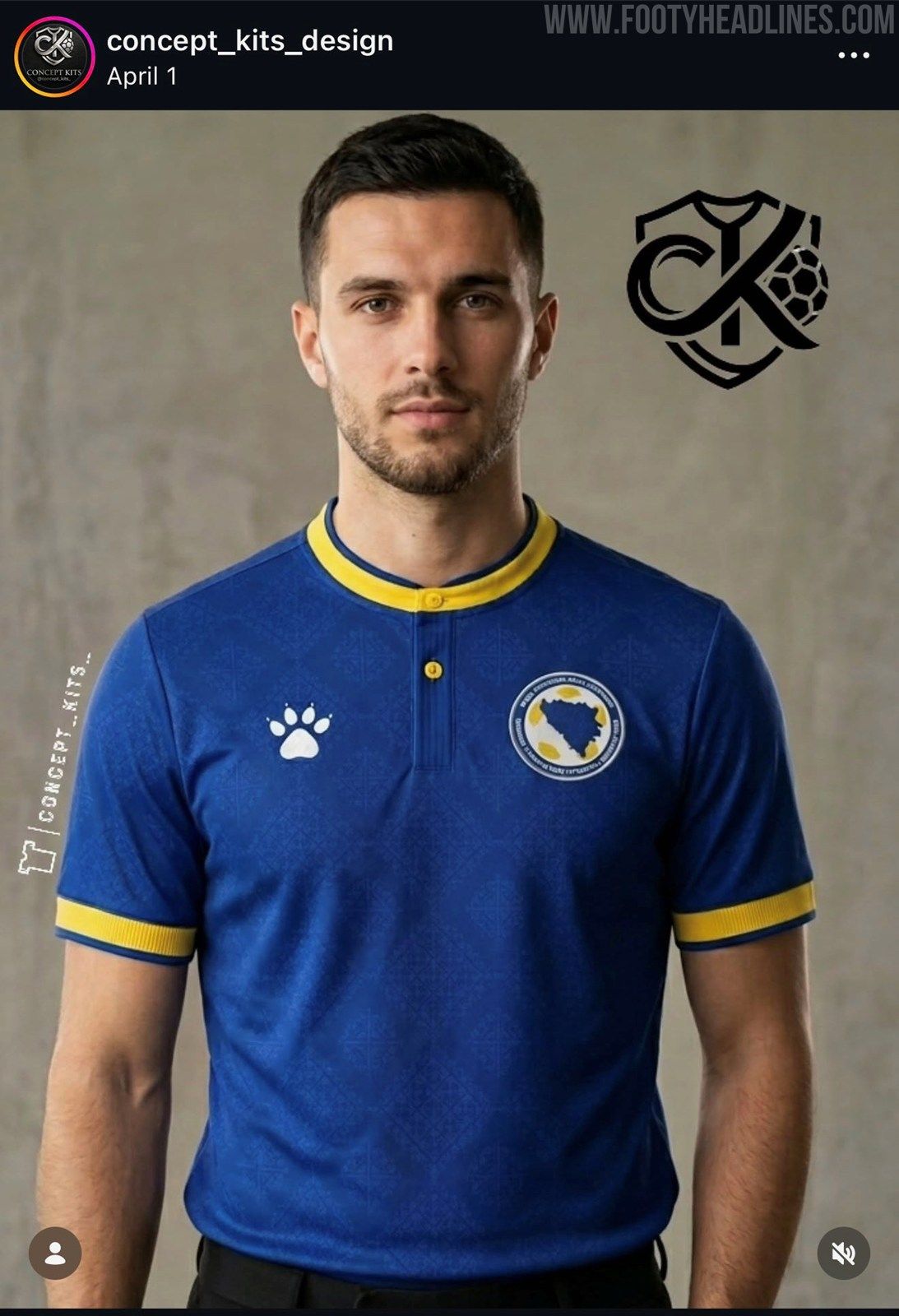 1093x1600 These Bosnia and Herzegovina 2026 World Cup Home & Away Kits Are Concepts Only