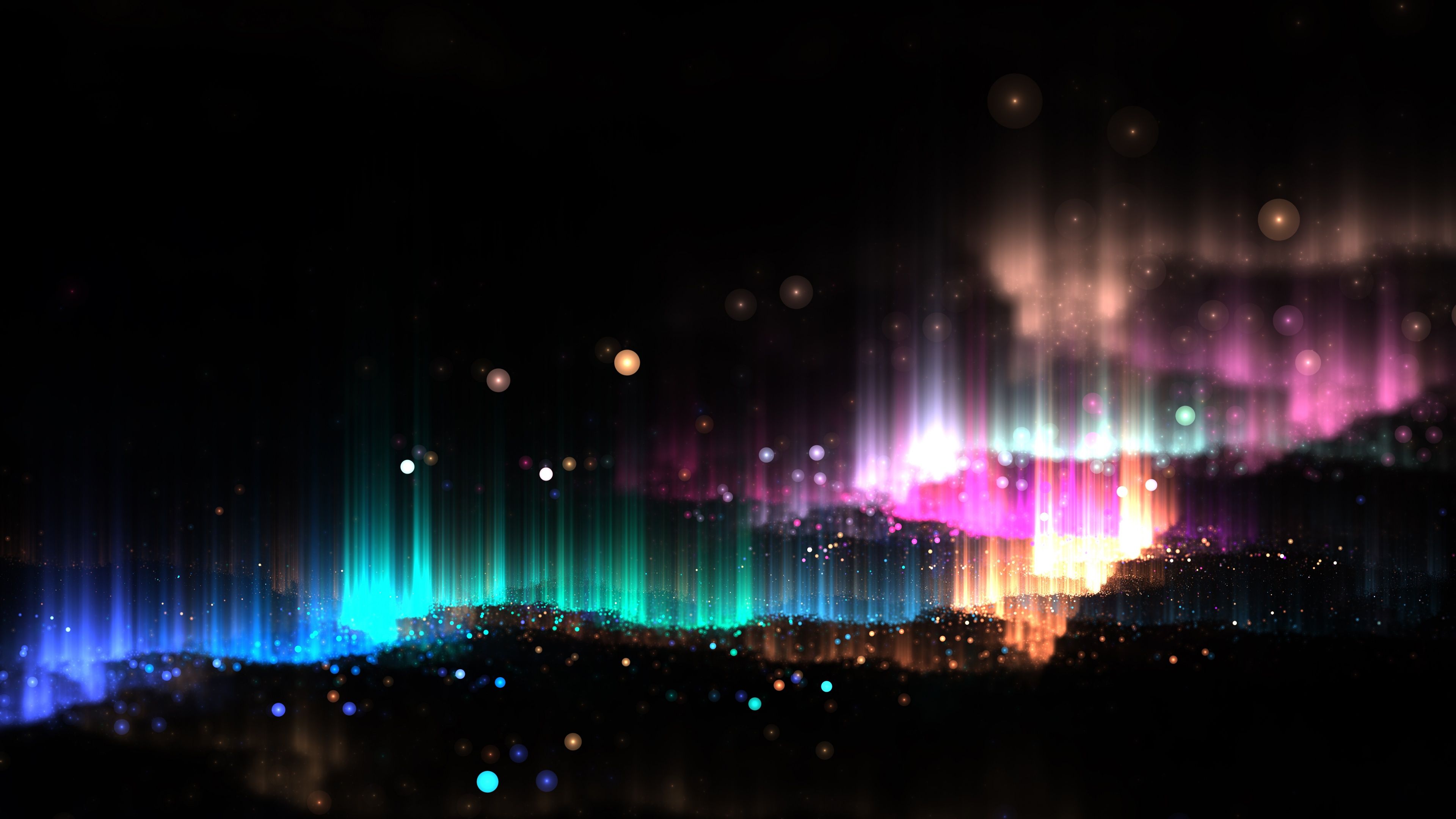 3840x2160 Glitter Wallpaper 4K, Glowing, Colorful, Lights, Dark
