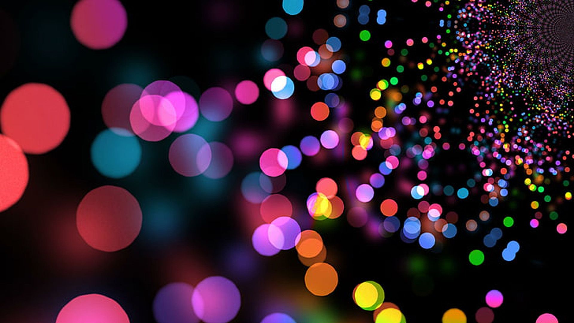 1920x1080 Colorful Lights Bokeh Black Background HD Abstract Wallpaper