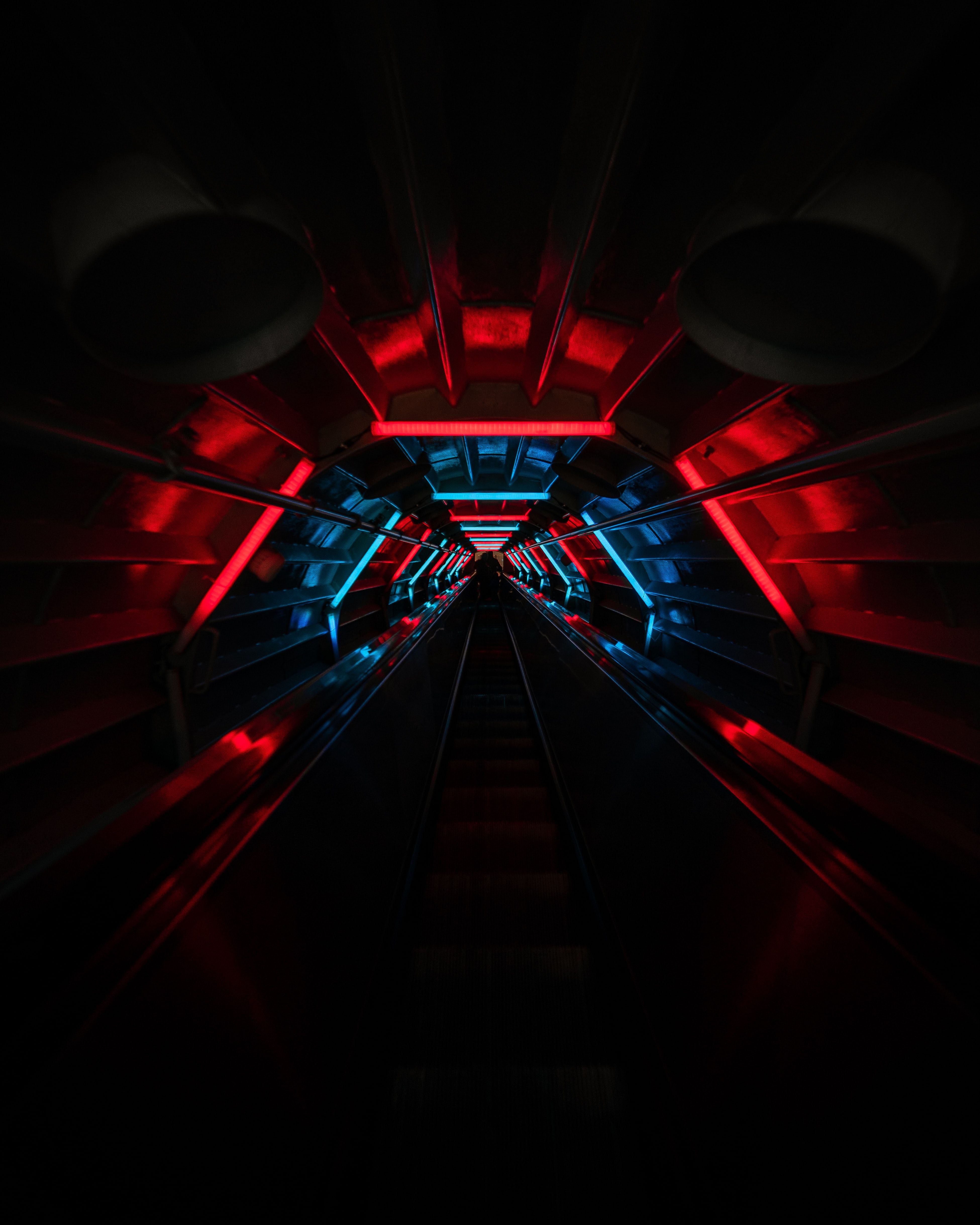 3901x4876 Tunnel Wallpaper 4K, Vanishing point, Red lighting