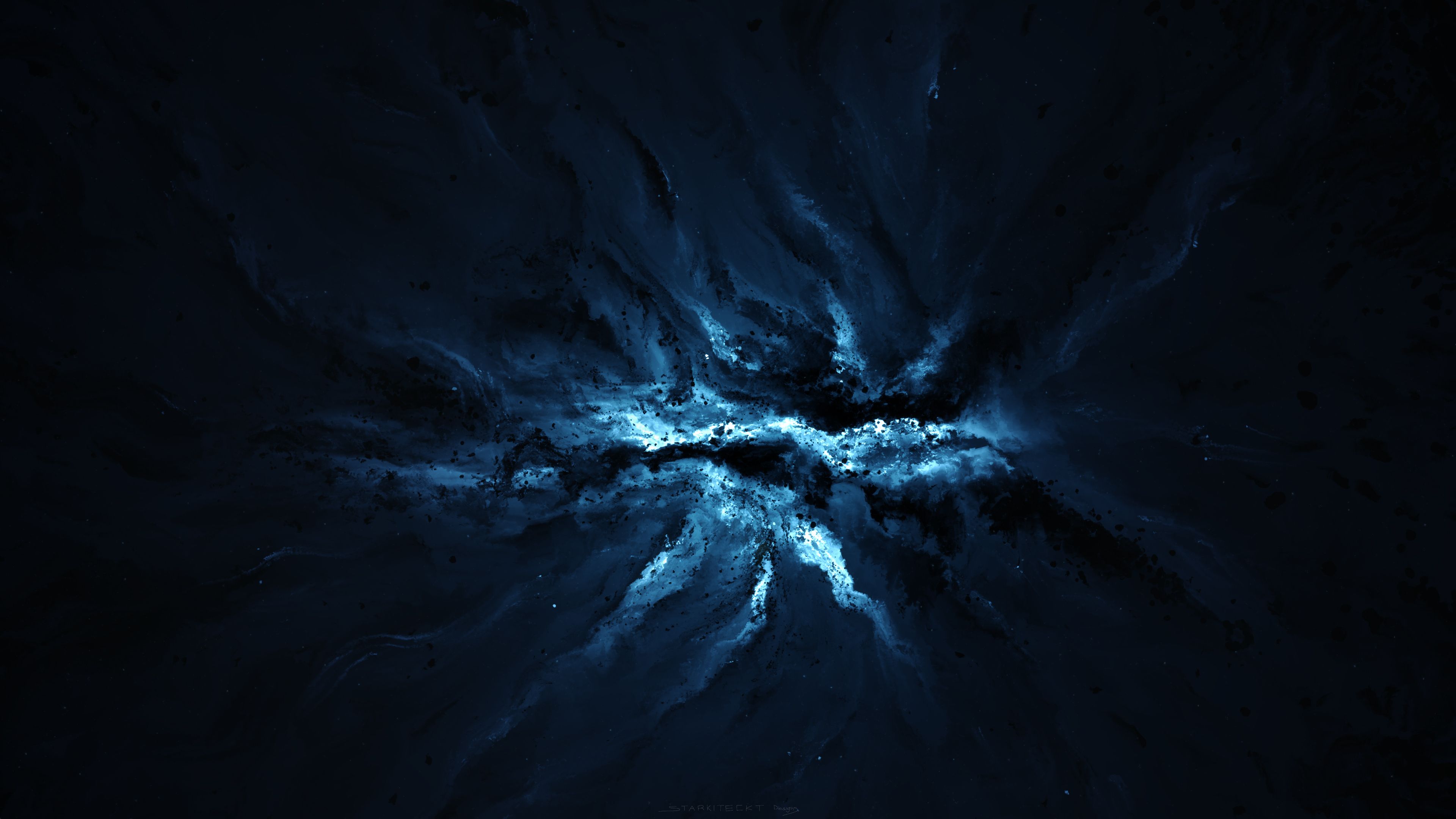 3840x2160 Wallpaper lights, white, black, blue, effect for mobile and desktop, section абстракции, resolution 3840x2160