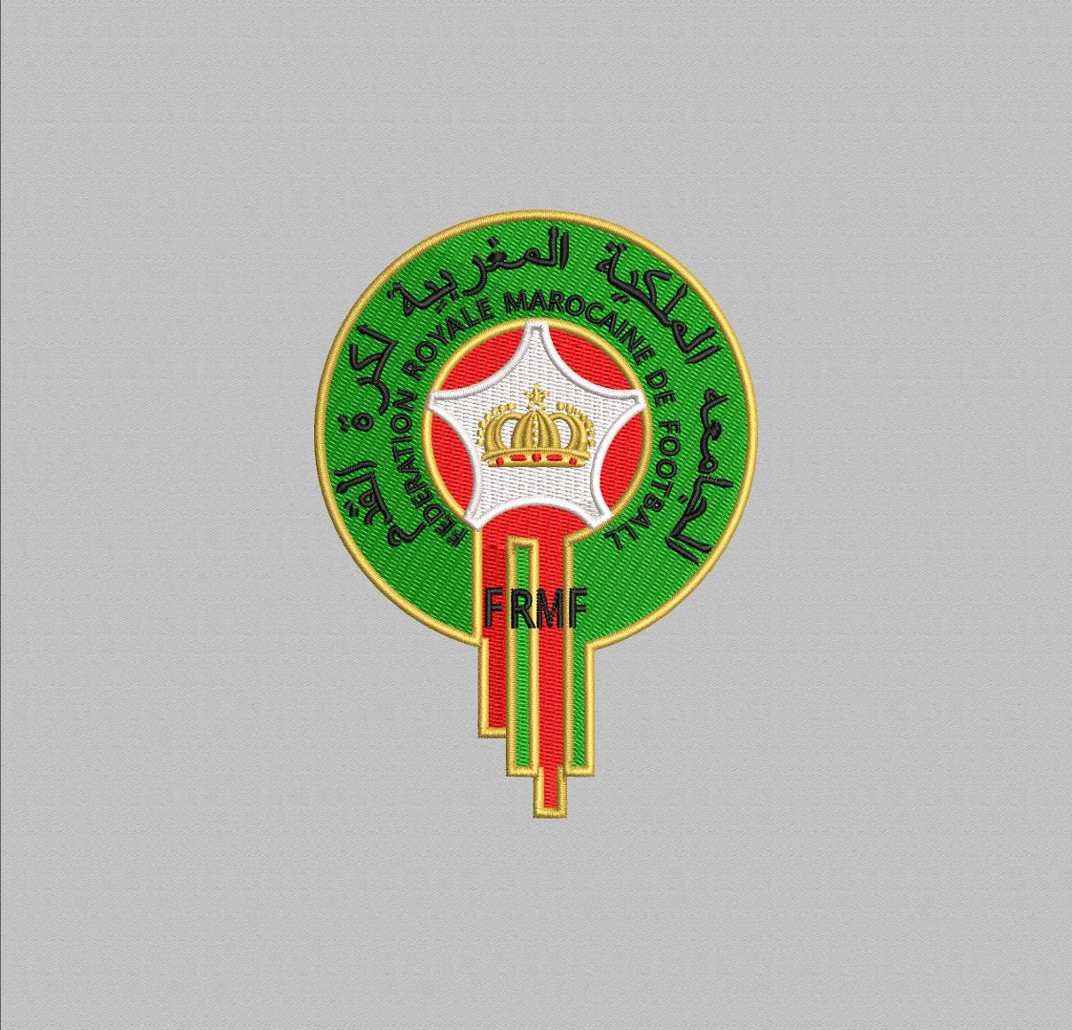 1208x1160 Morocco National Football Embroidery Design: FRMF Logo (3 Sizes, Digital File)