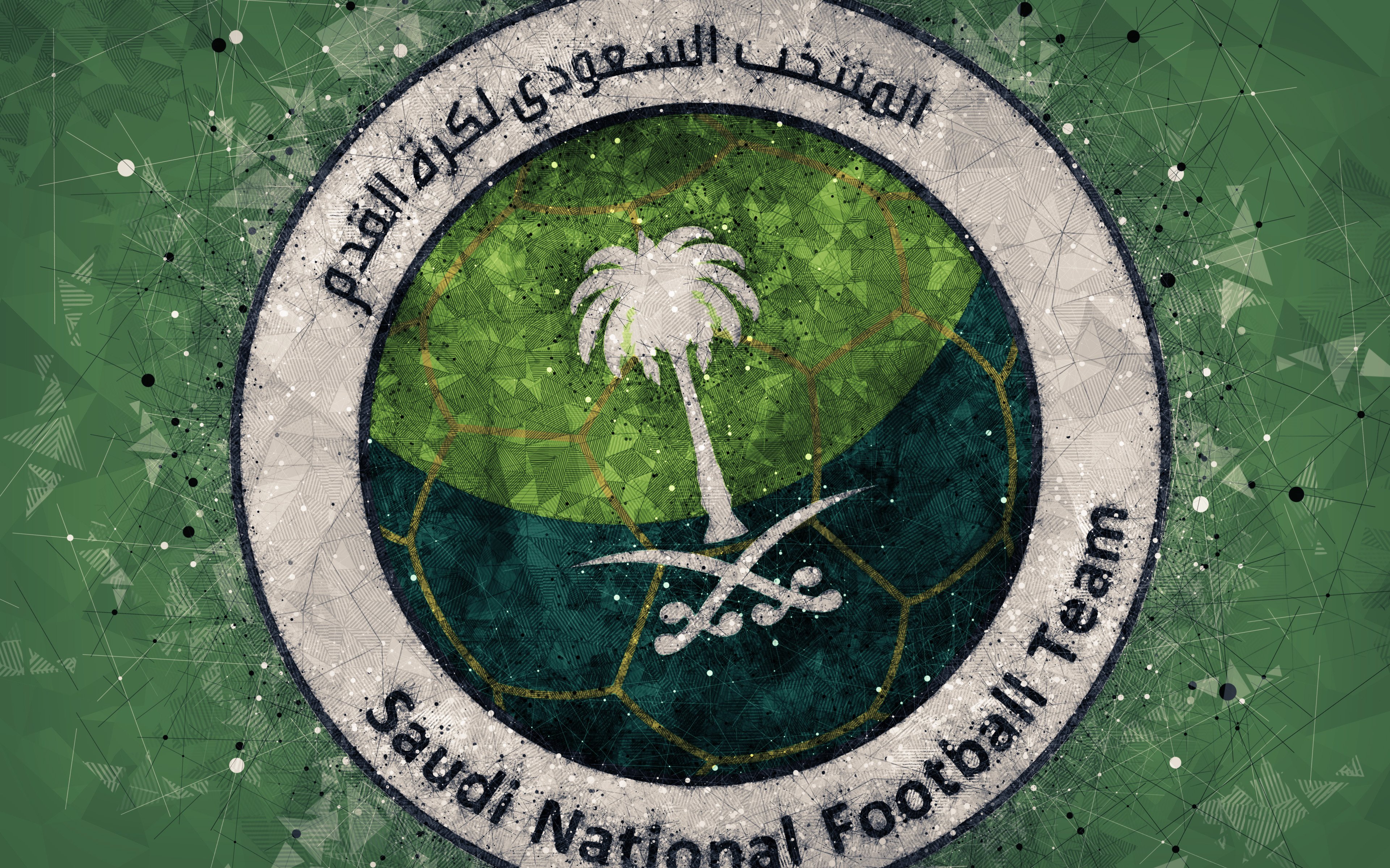 3840x2400 Phone wallpaper: Saudi Arabia National Football Team, Sports, Emblem, Logo, Saudi Arabia, Soccer 451581