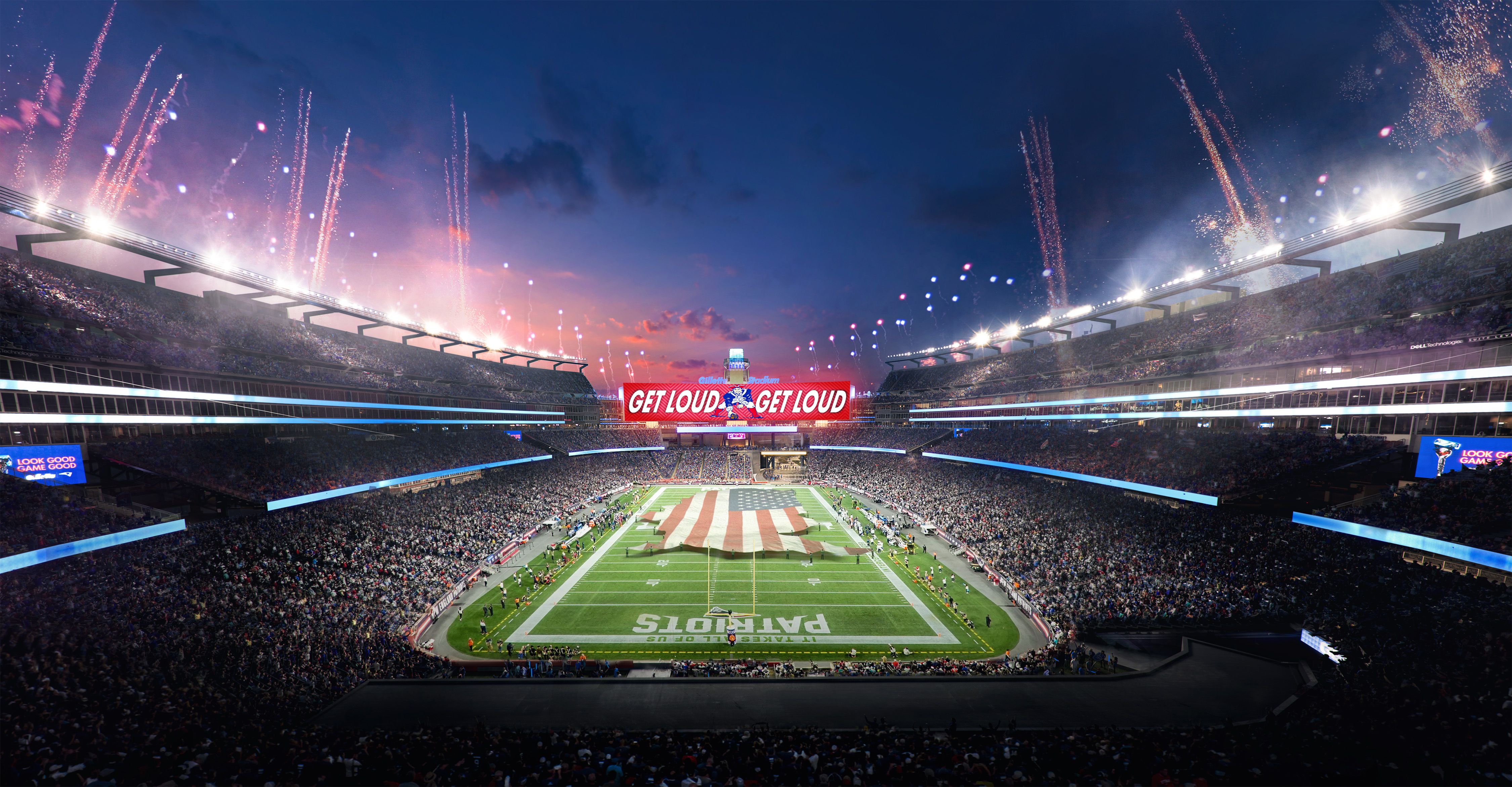 4500x2342 Renovations planned for Gillette Stadium include a new lighthouse and massive video screen Boston Globe