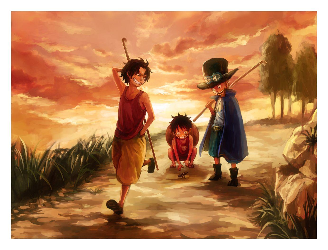 1383x1054 Monkey D Luffy One Piece Portgas D Ace Sabo Tsuyomaru Piece