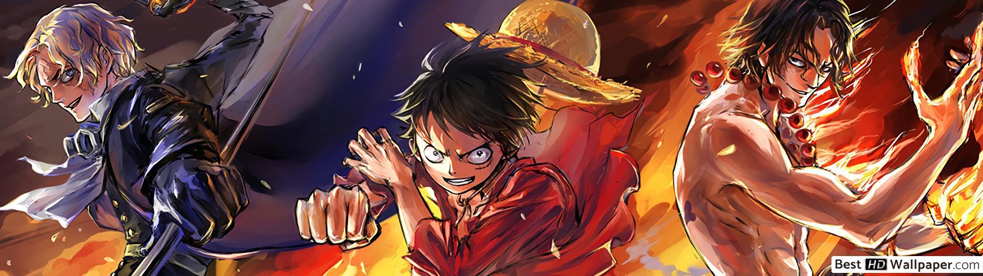 1920x540 One Piece D. Luffy, Sabo, Portgas D. Ace HD wallpaper download