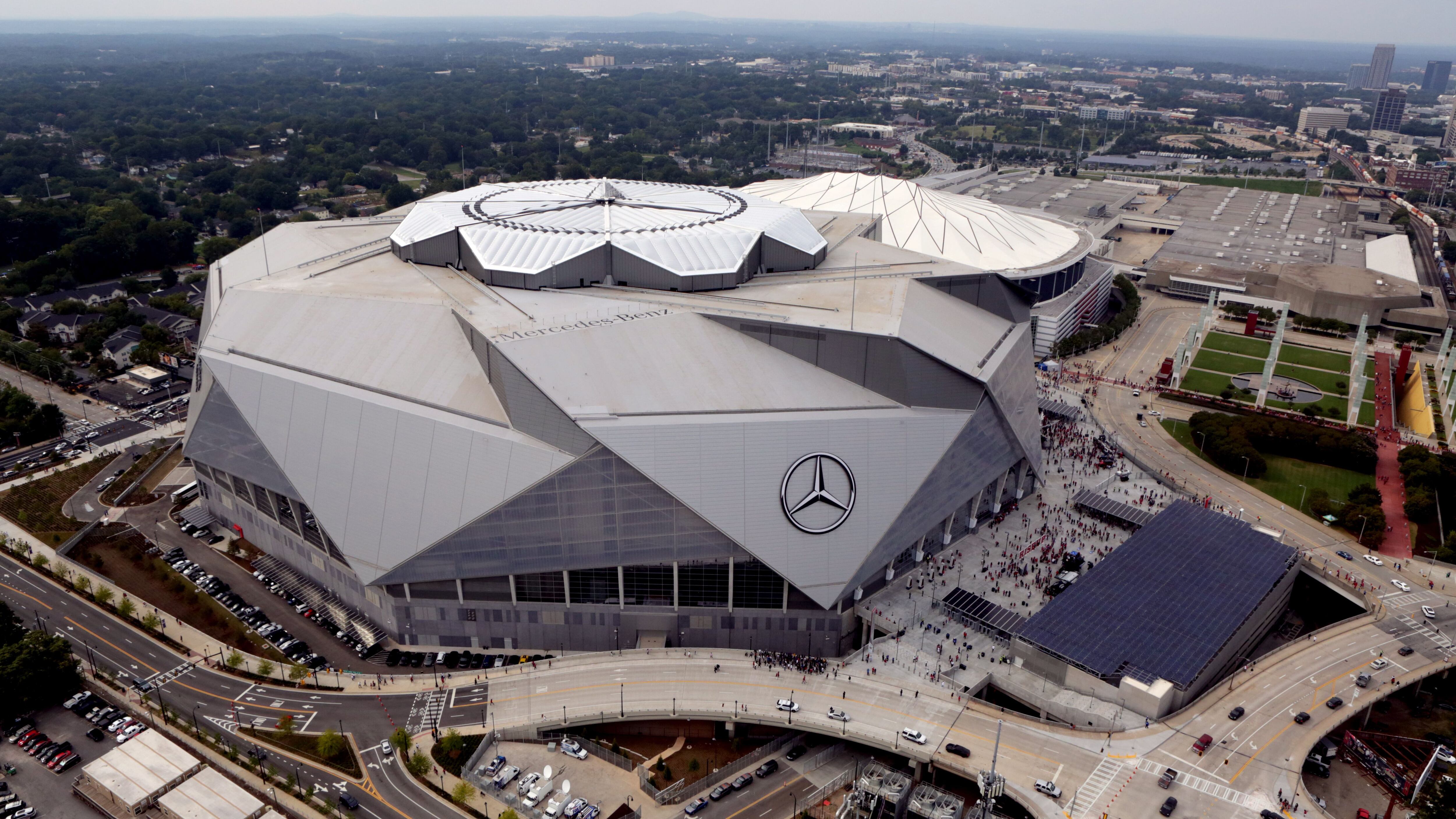 5000x2813 Bird's Eye Views Of Mercedes Benz Stadium's Opening Game
