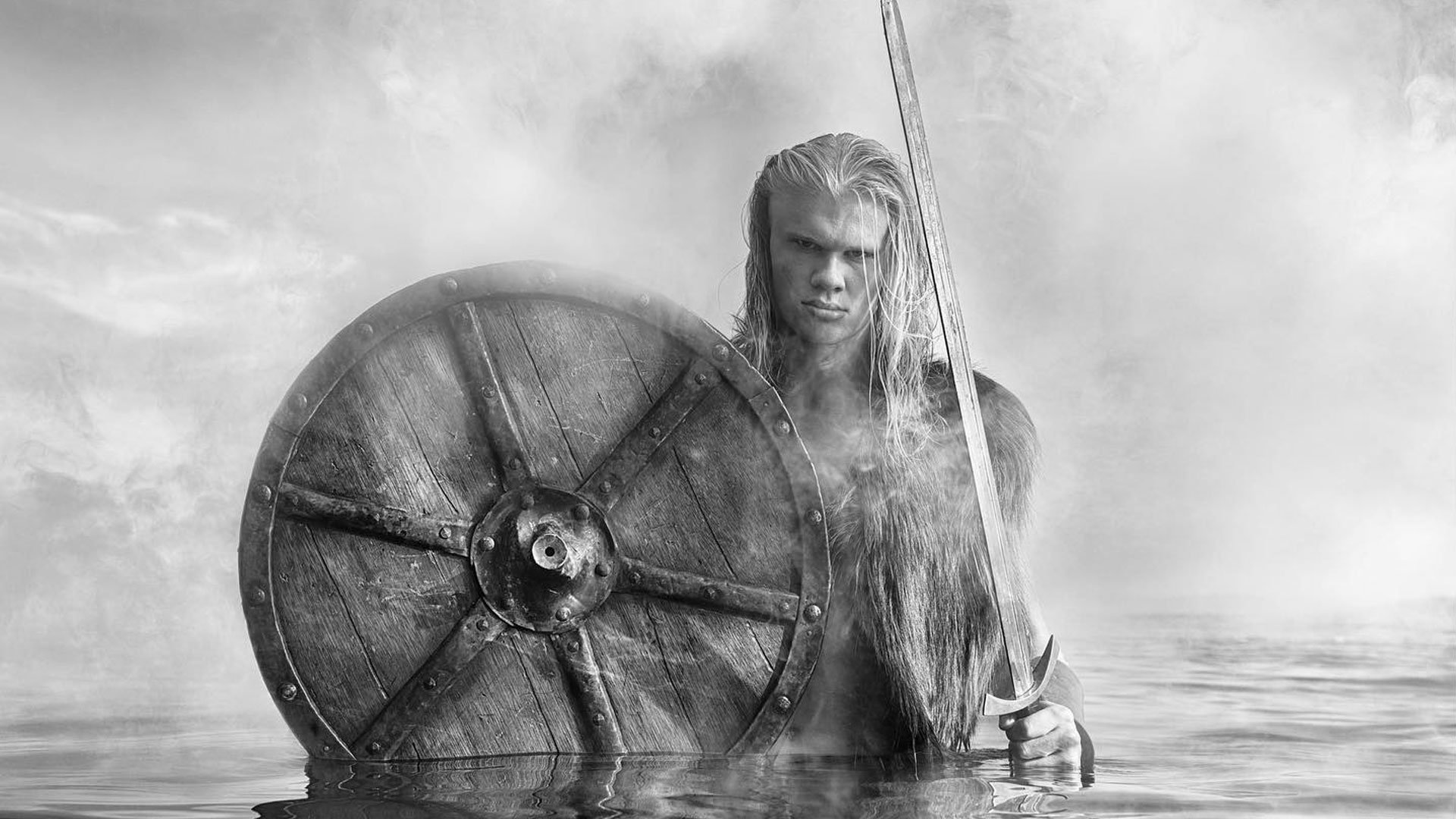 1920x1080 Erling Haaland dresses as a viking in freezing lake for stunning photohoot complete with shield and huge sword
