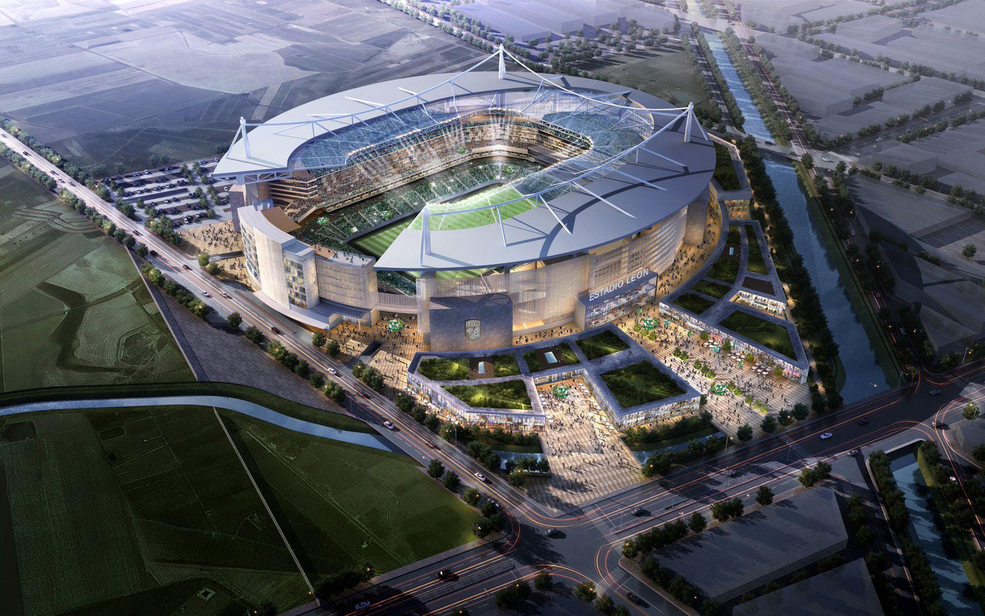 1920x1200 Download wallpaper Nuevo Estadio Leon, 3D project, Guanajuato