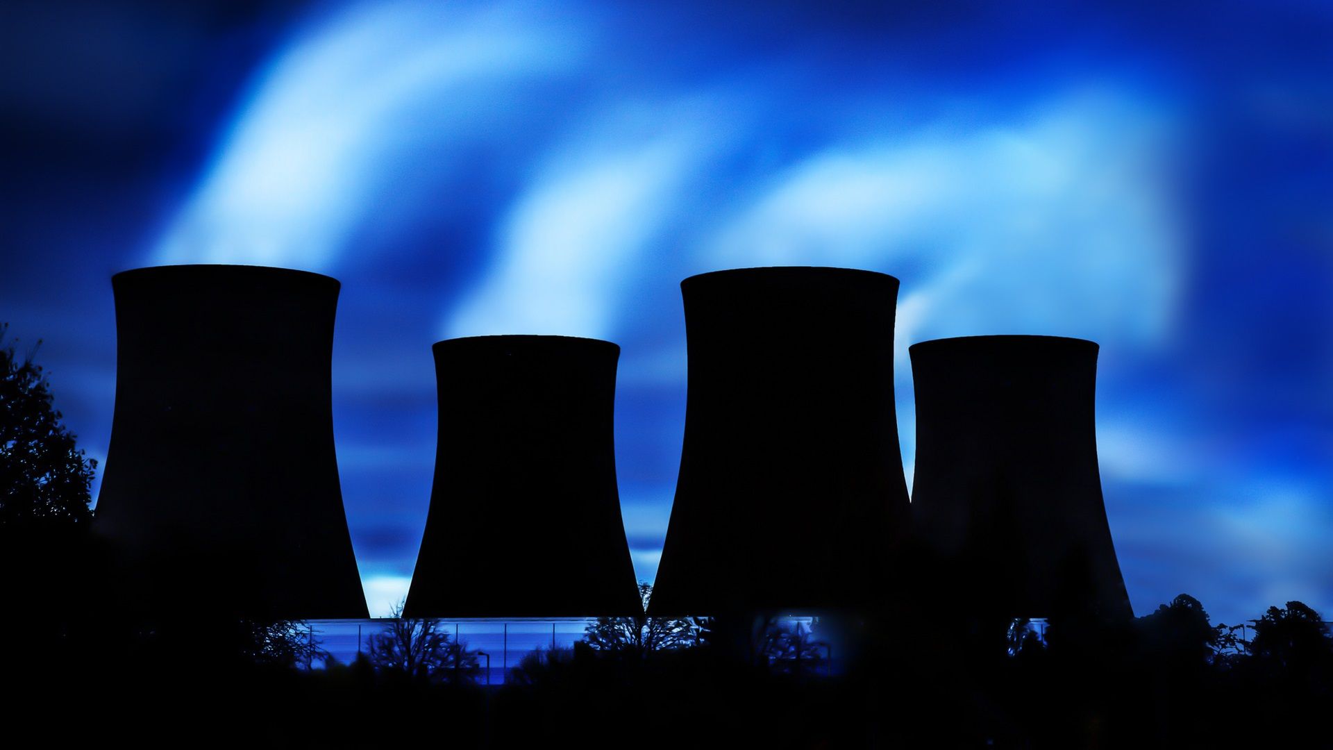 1920x1080 Wallpaper Thermal power plant, cooling tower, silhouette, night 1920x1200 Picture, Image