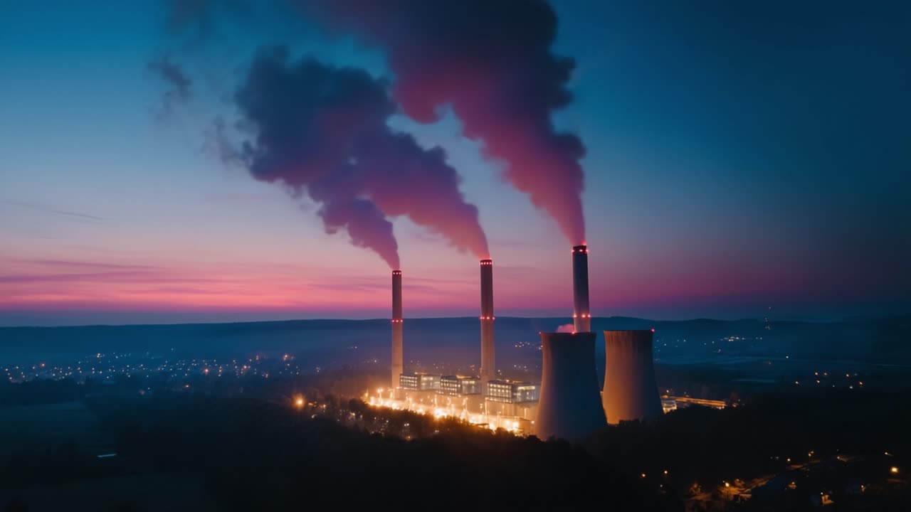 1280x720 A cooling towers in a power plant