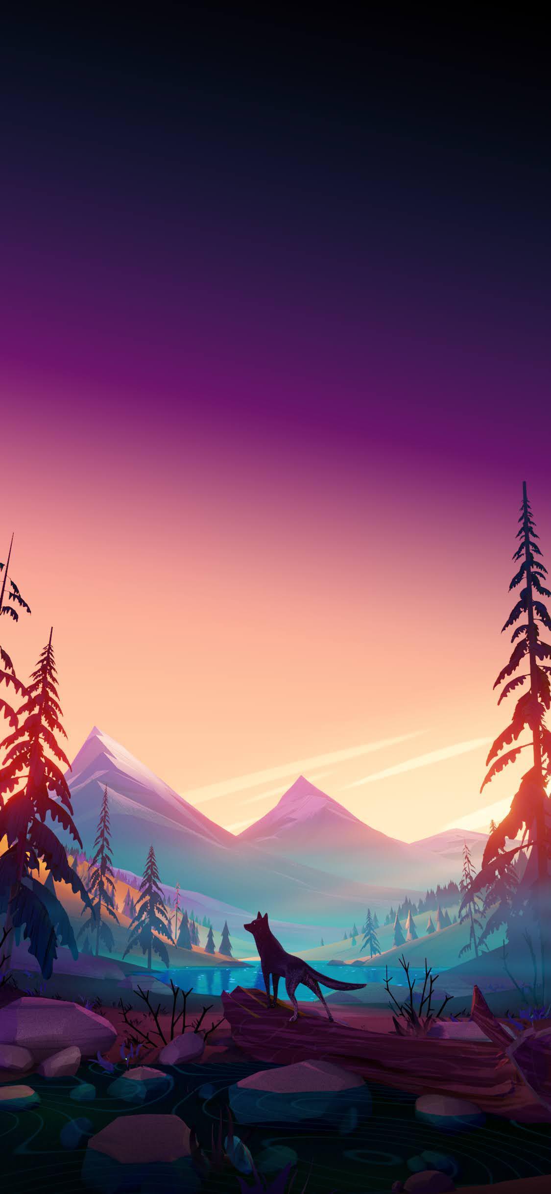 1125x2436 Artistic Creative Unique Fox In The Forest Multi Color Artwork Artist Most Popular Download Free Wallpaper For IPhone 12 13 14 15 16 Pro Max