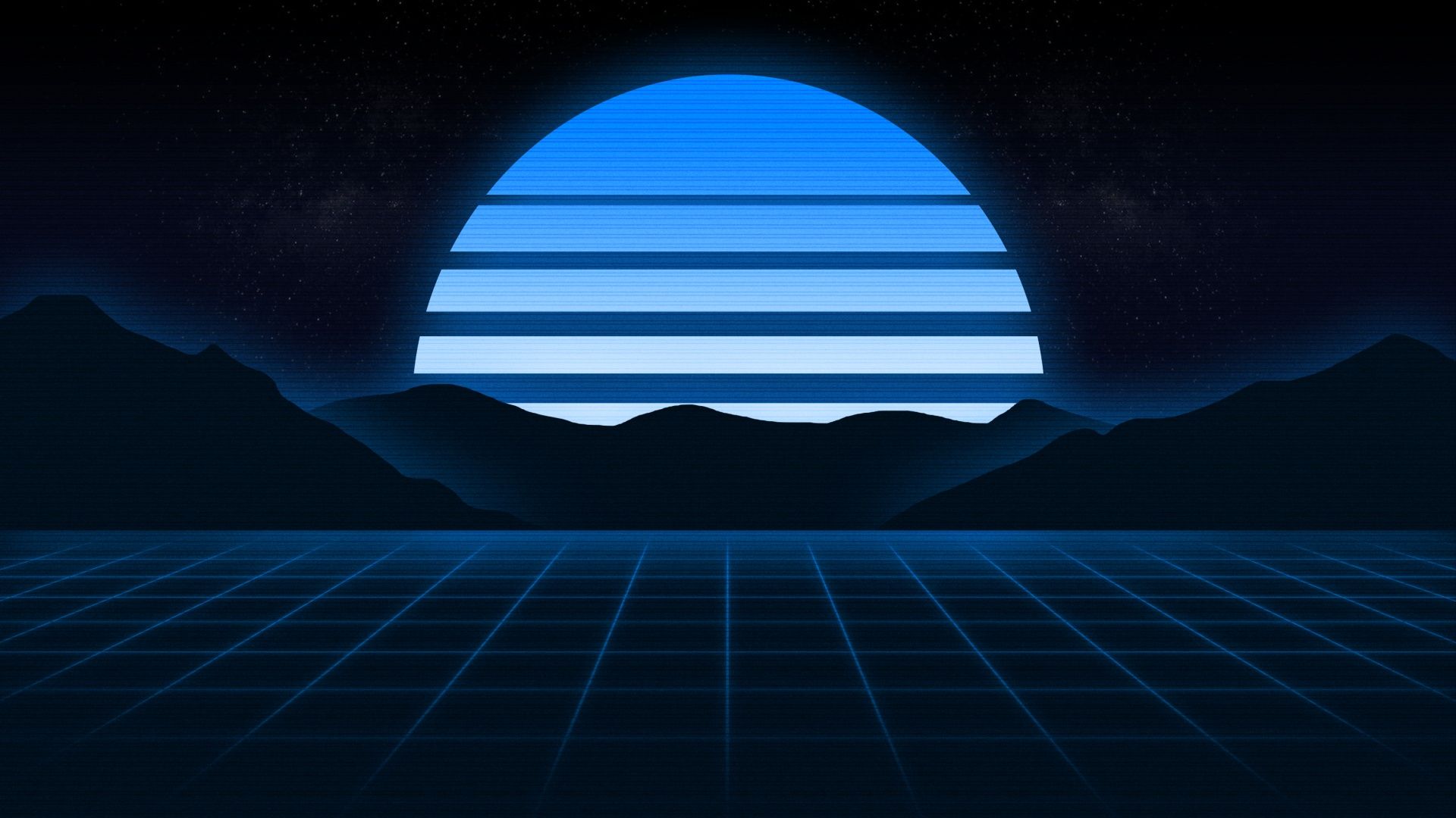 1920x1080 Blue aesthetic Wallpaper 4K, RetroWave art, Sunset, Outrun