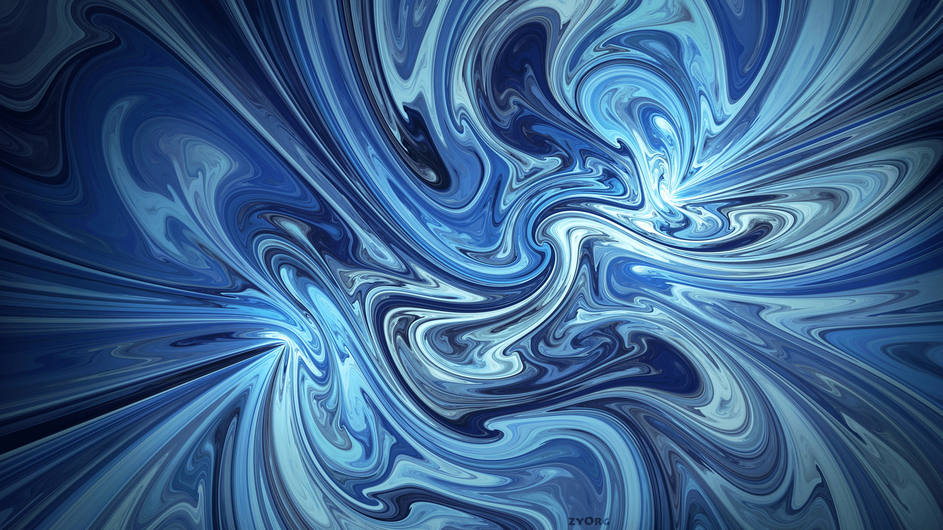 1920x1080 HD Blue Vortex: Dynamic Abstract Waves Wallpaperx1080