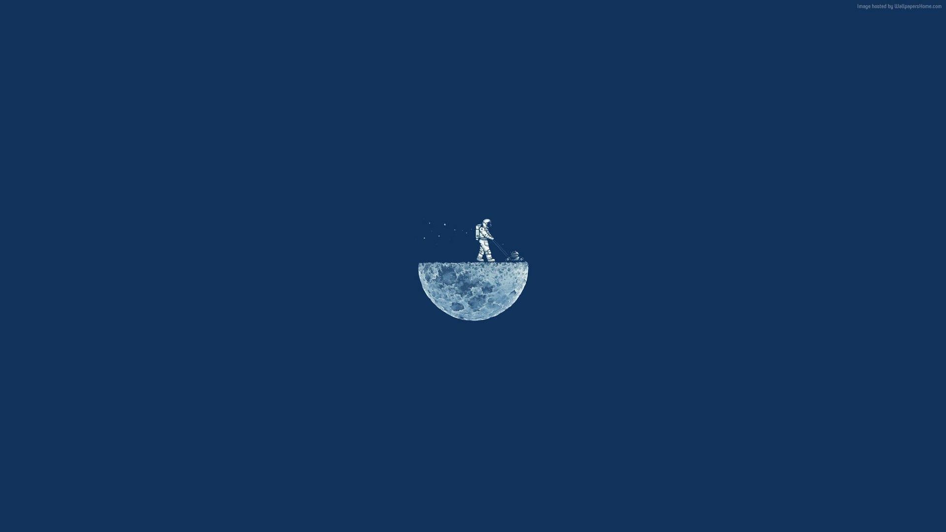 1920x1080 Dark Blue Aesthetic Quarter Moon Wallpaper