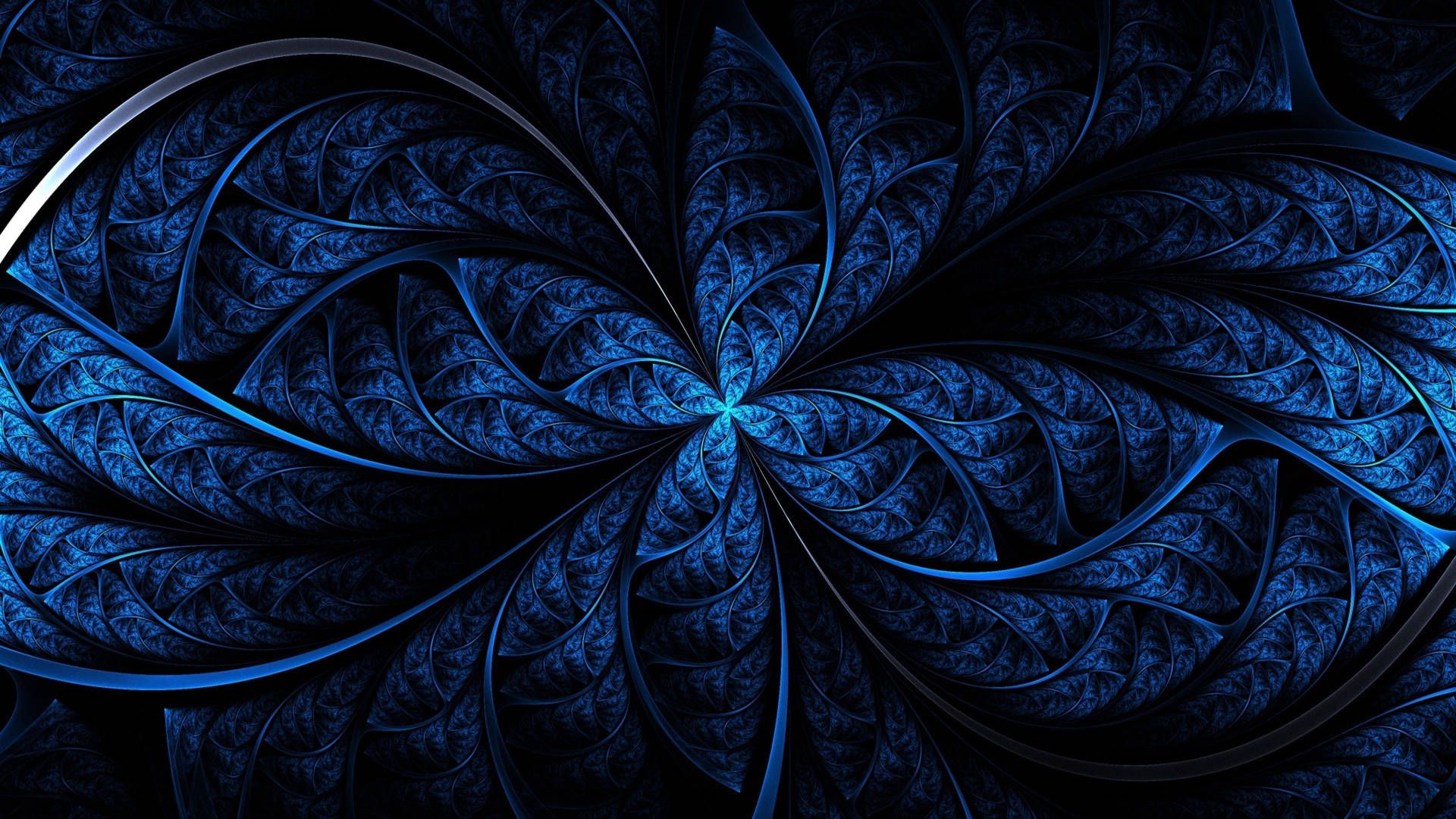 1920x1080 Dark Blue Aesthetic Leaves Wallpaper