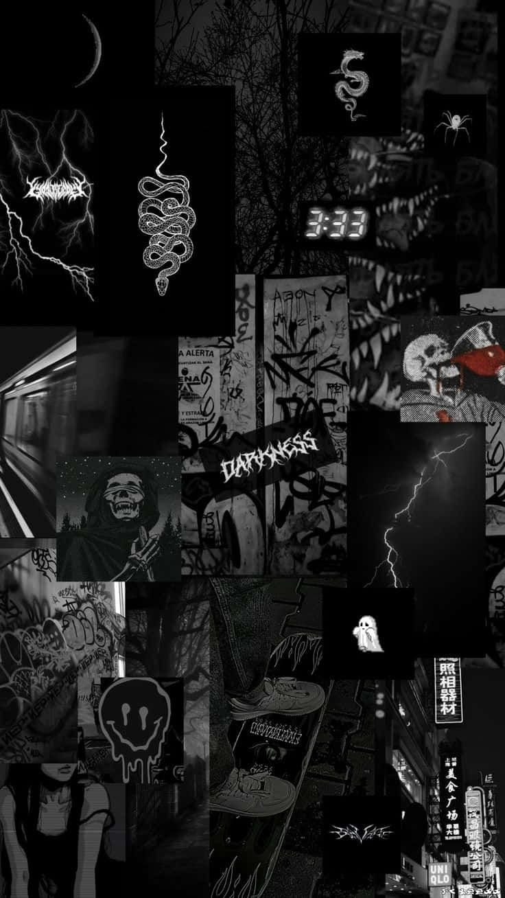 736x1308 Gothic Aesthetic Collage Wallpaper