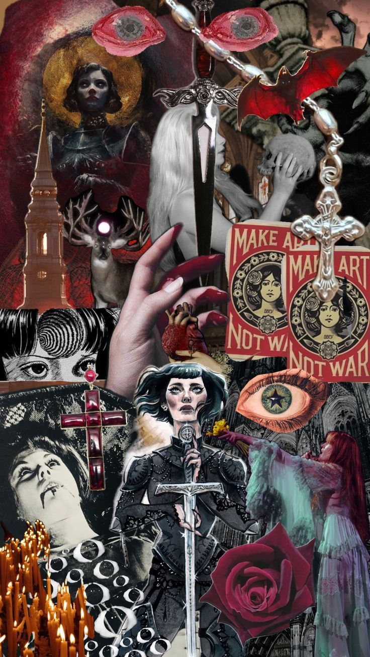 736x1308 gothic #vampire #joanofarc (she's pretty and so I put her in the collage) #blood #horror #scary #cathedral #creepy