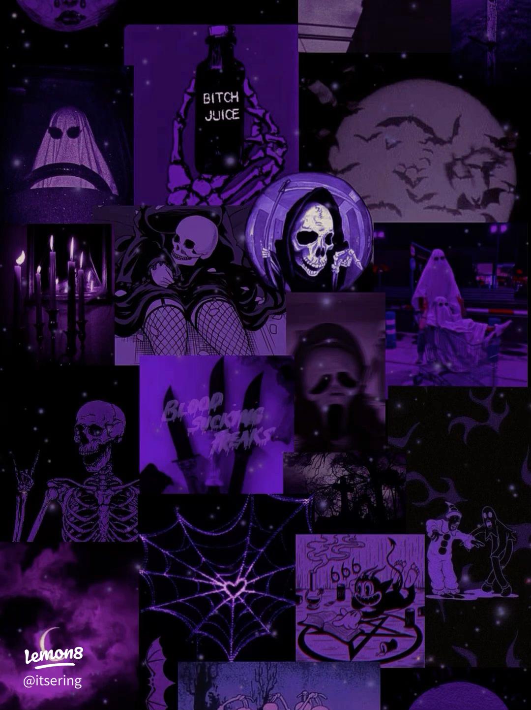 1080x1442 Unleash Spooky Style: Purple Halloween Goth & Emo Wallpaper
