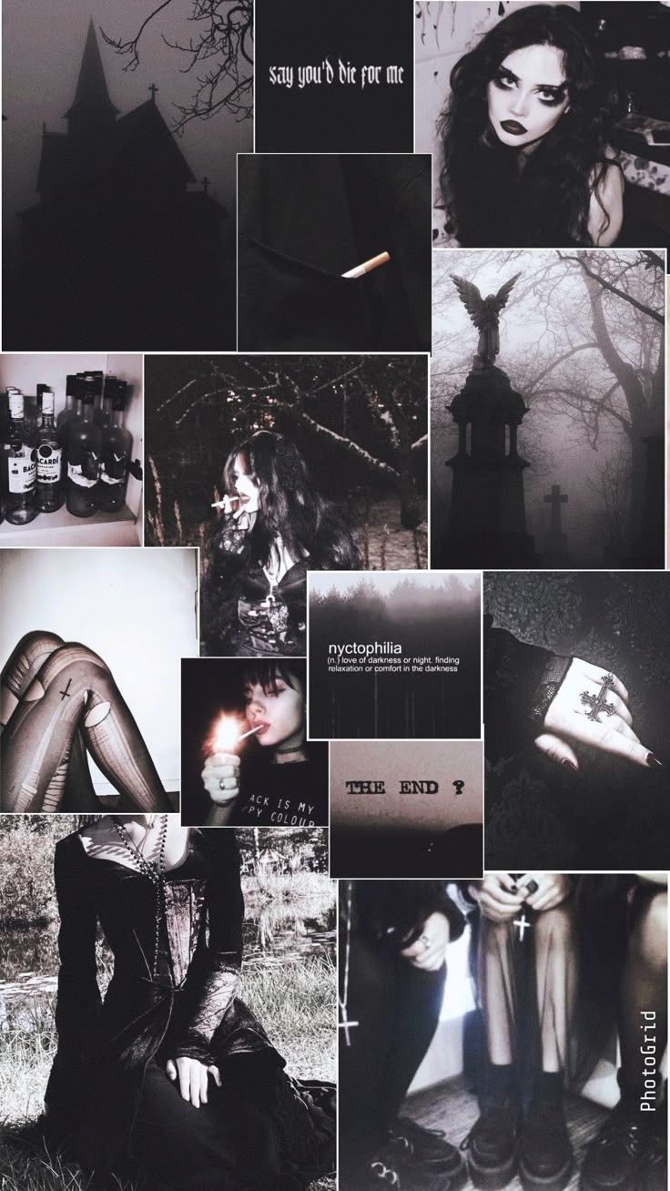 736x1308 Gothic Collage Aesthetic Wallpaper