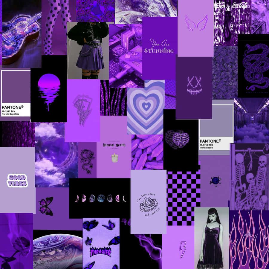 900x900 Purple Aesthetic Collage Gothic Fashion Wallpaper