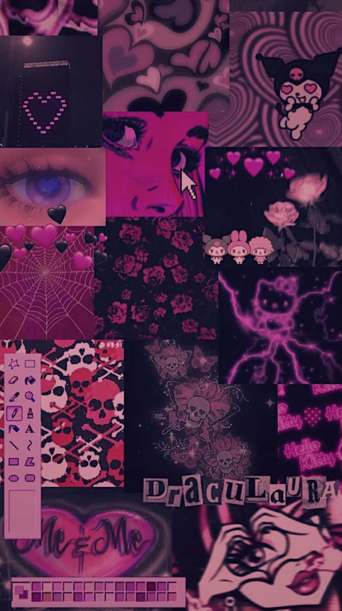 672x1200 Download Pink Goth Aesthetic Collage Wallpaper