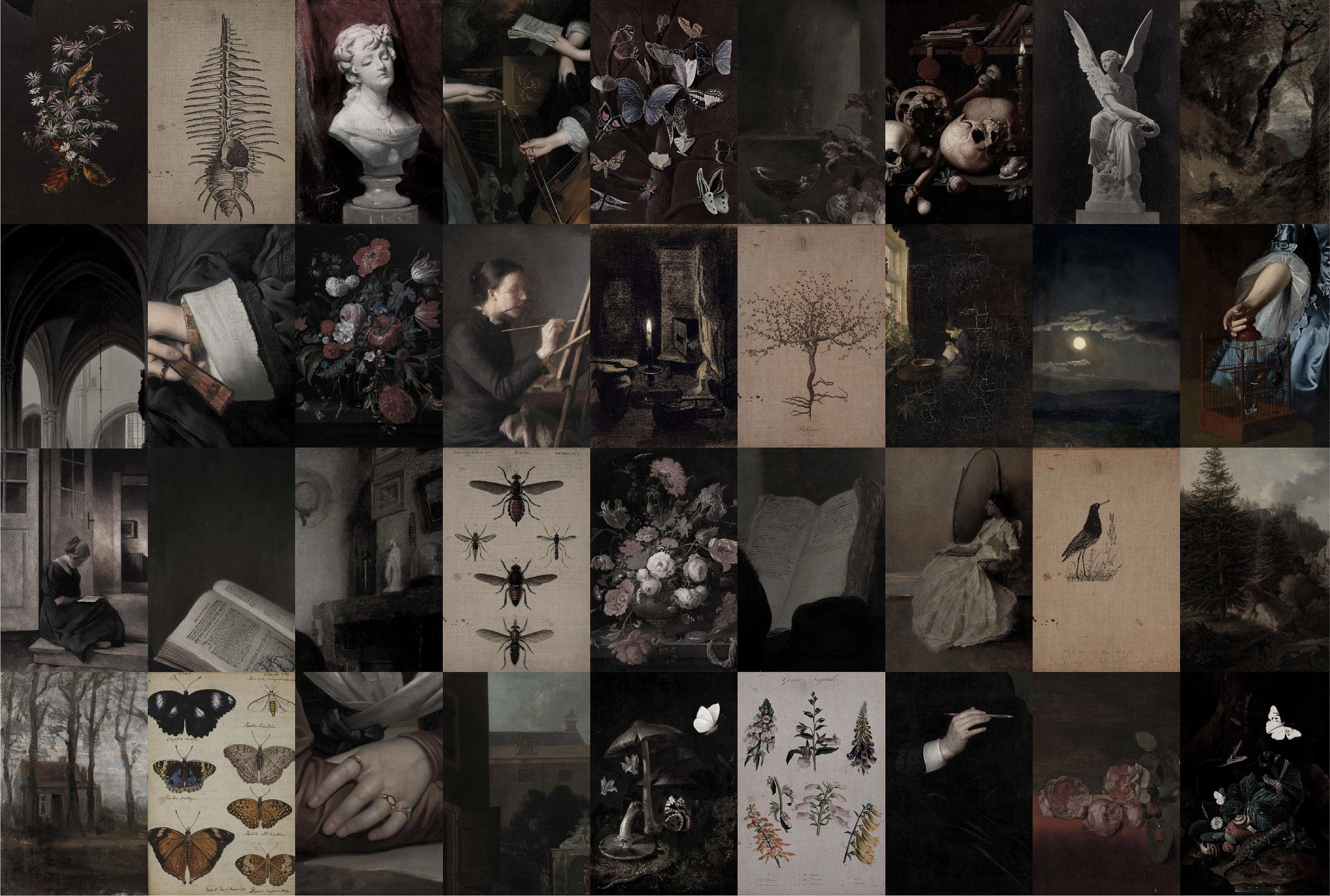 3000x2022 Dark Academia Wall Collage Kit. Gothic Vintage Decor (162 PCS) (digital Download)