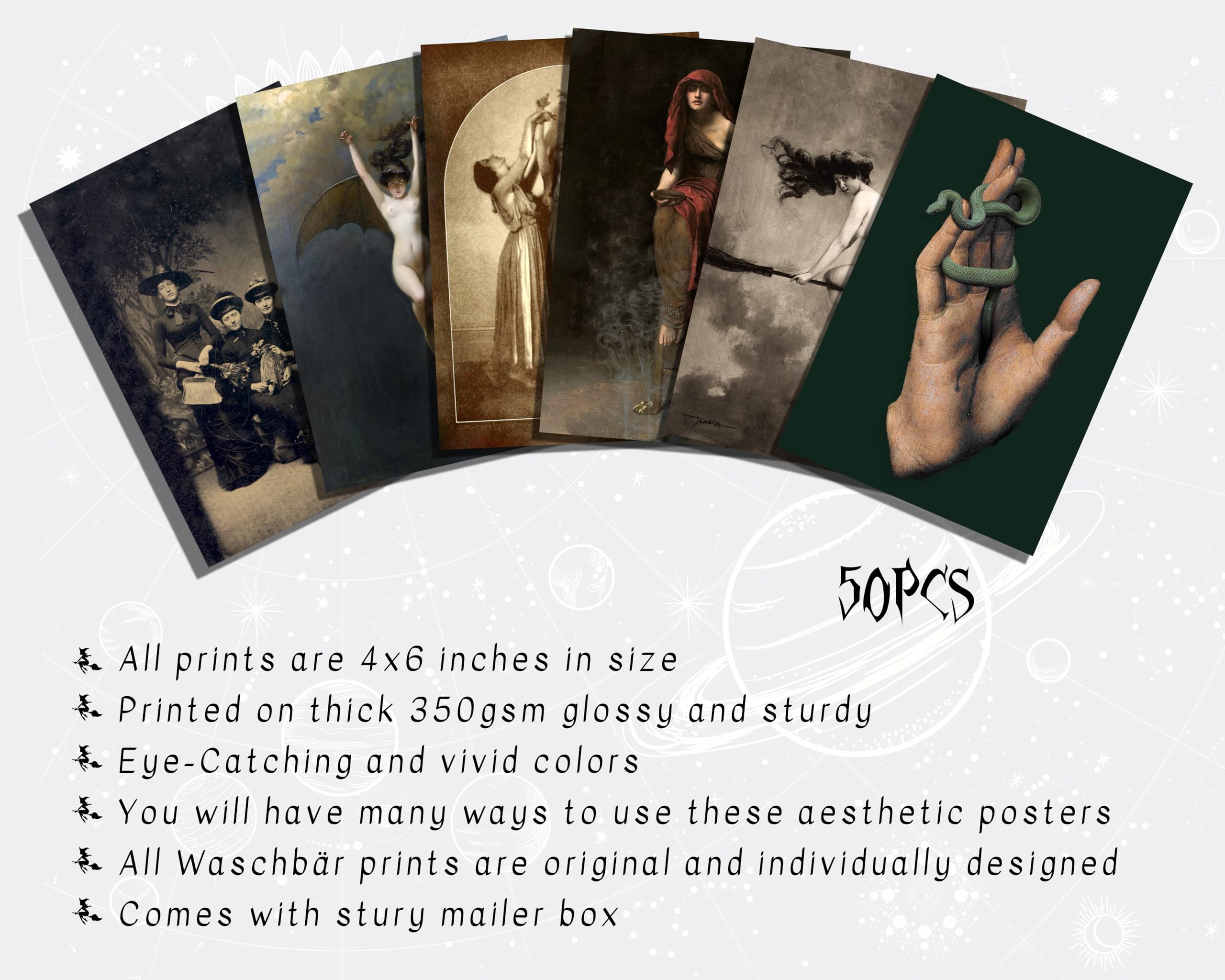 2560x2048 Waschbär 50PCS Witchy Gothic Wall Collage Kit, Vintage Aesthetic Posters, Spooky Occult Decor, Wiccan and Tarot Art for Witch Room, Dark Academia and Victorian Gothic Home Decor: Posters & Prints
