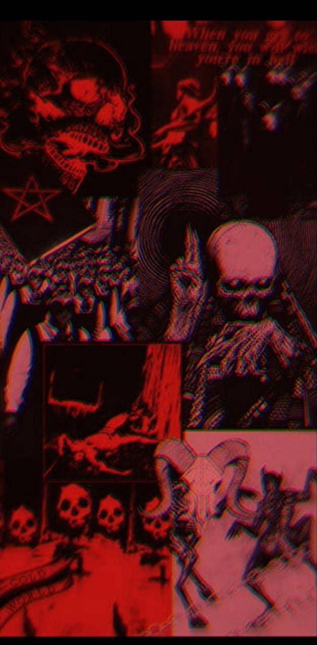 630x1280 Download A Red And Black Collage Of Image Wallpaper