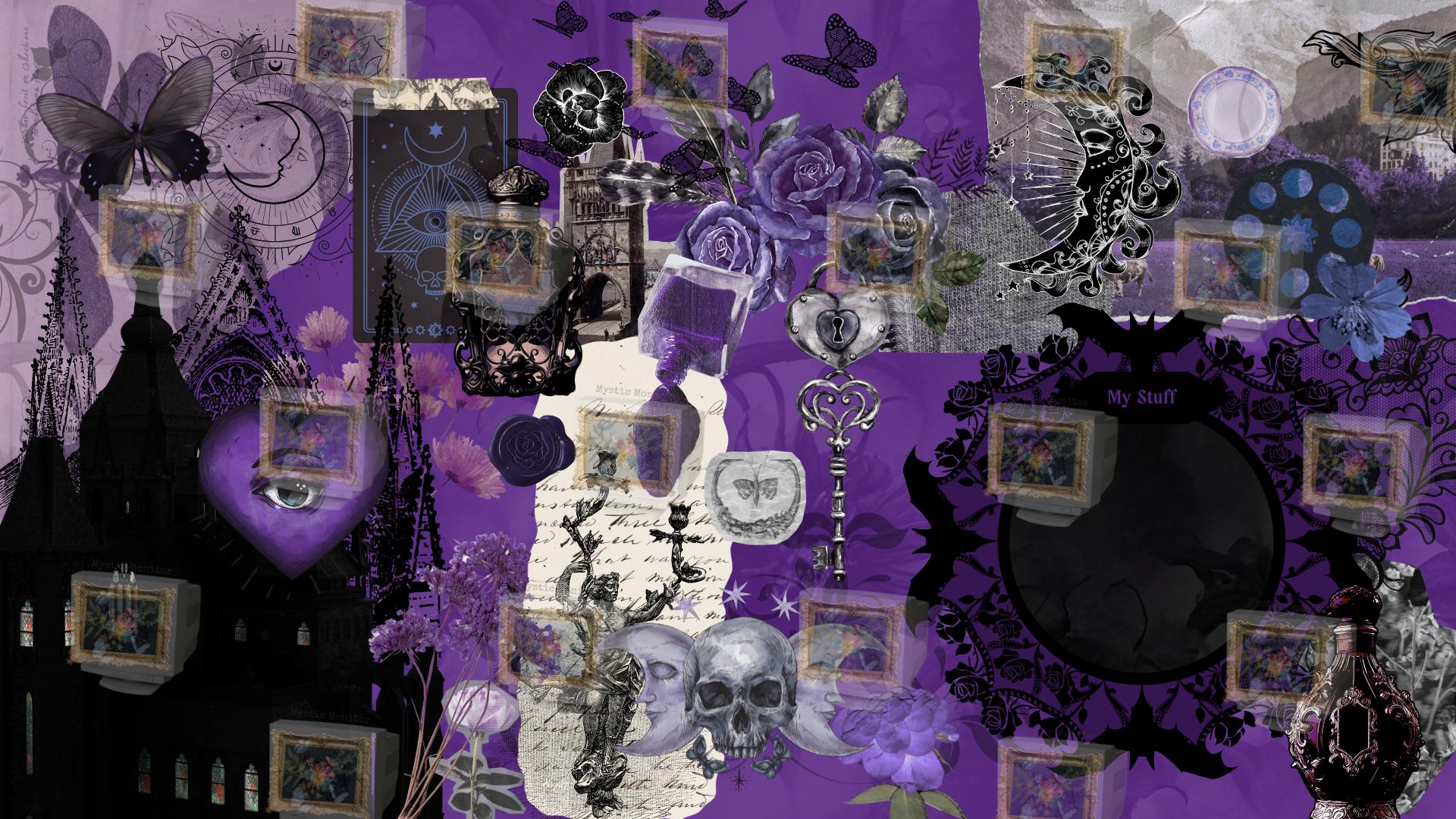 1920x1080 Gothic Cottagecore Desktop Wallpaper. Dark Academia & Witchy Digital Download. Vintage Gothic Organizer Background New Zealand
