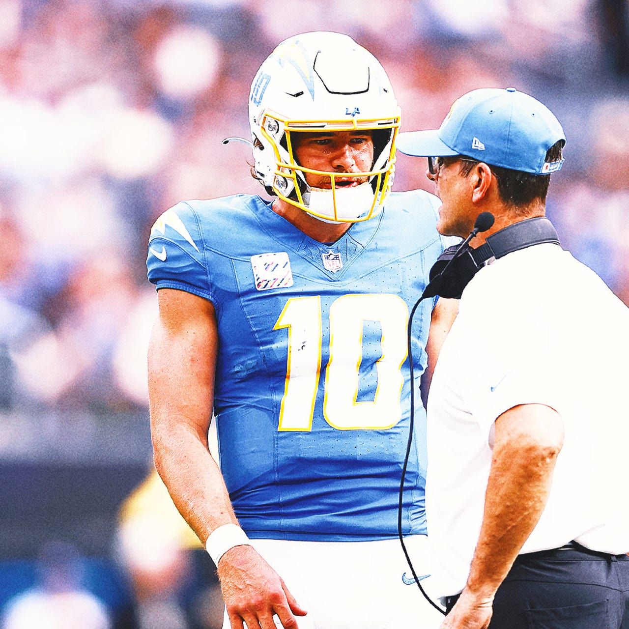 1280x1280 Nobody better': Jim Harbaugh views Chargers' Justin Herbert as toughest QB ever