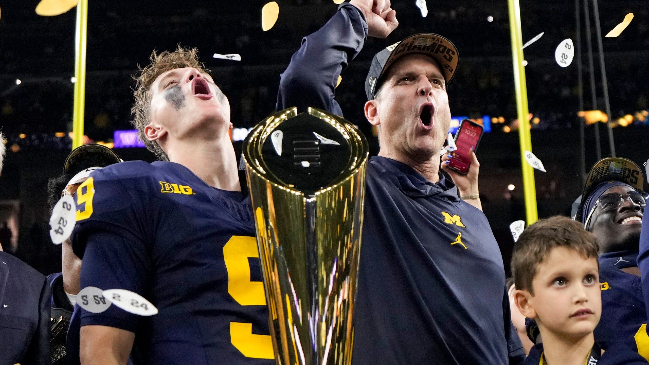 2560x1440 Jim Harbaugh Delivers A National Title. Corum Scores 2 TDs, Michigan Overpowers Washington 34 13. WLNS 6 News