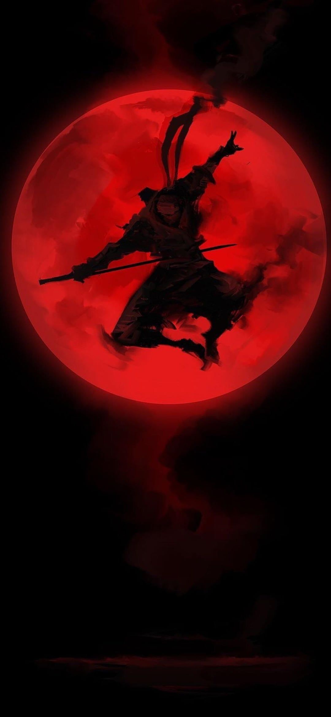 1080x2342 Dark Ninja Red HD Wallpaper
