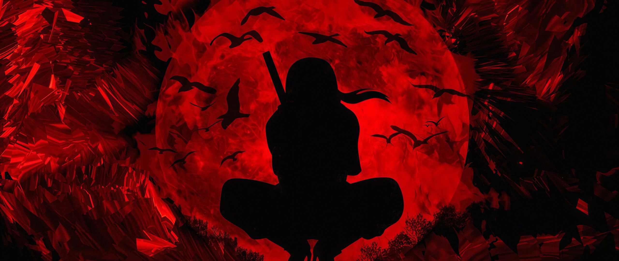 2560x1080 Itachi Uchiha Wallpaper 4K, Dark theme, Silhouette, Naruto