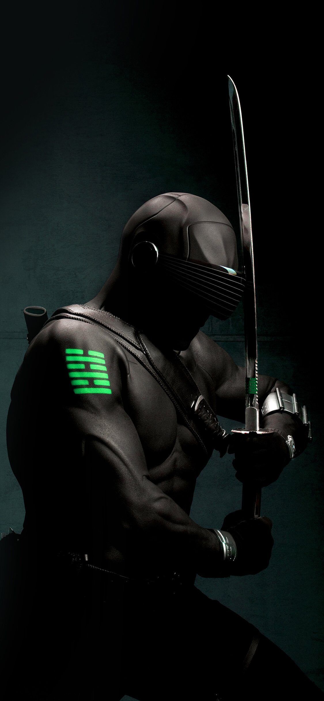 1125x2436 gi joe snake eye ninja art dark hero green