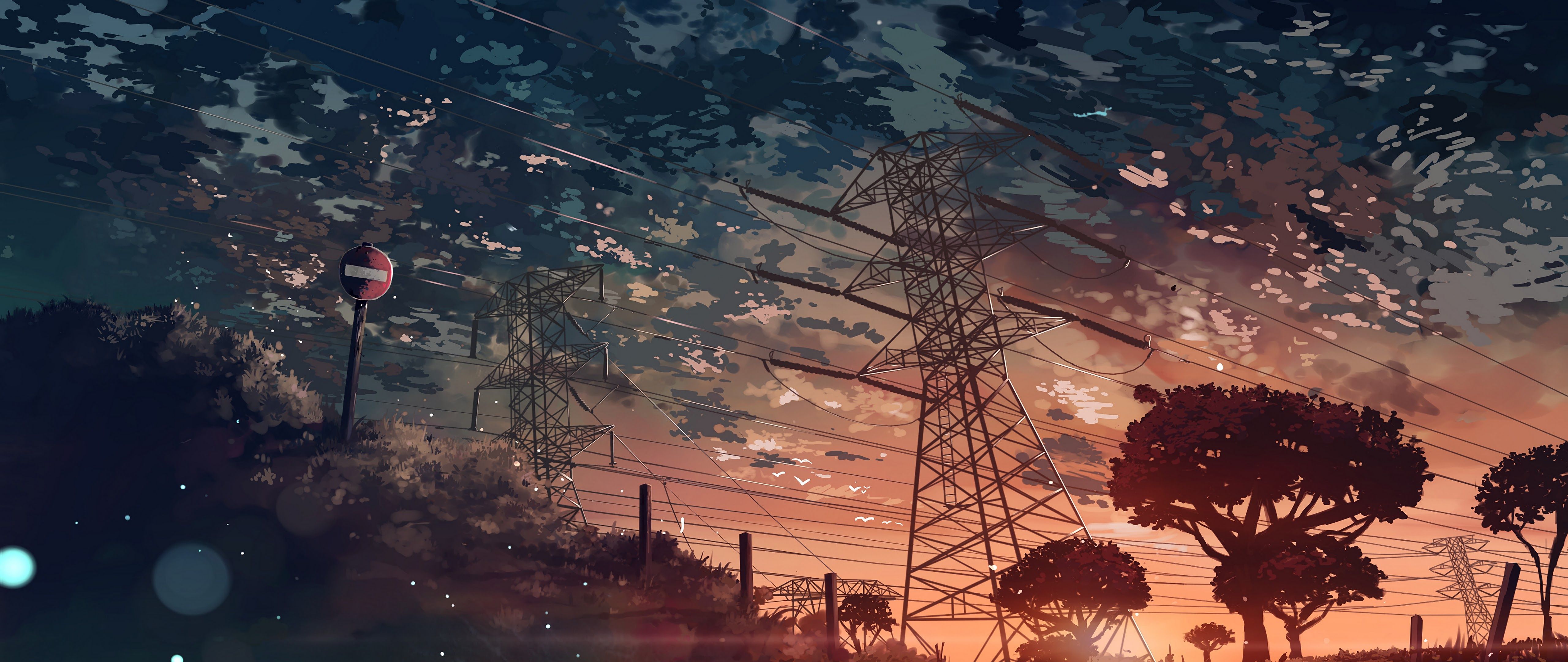 5120x2160 Anime Scenery Sunset 4K Wallpaper HD
