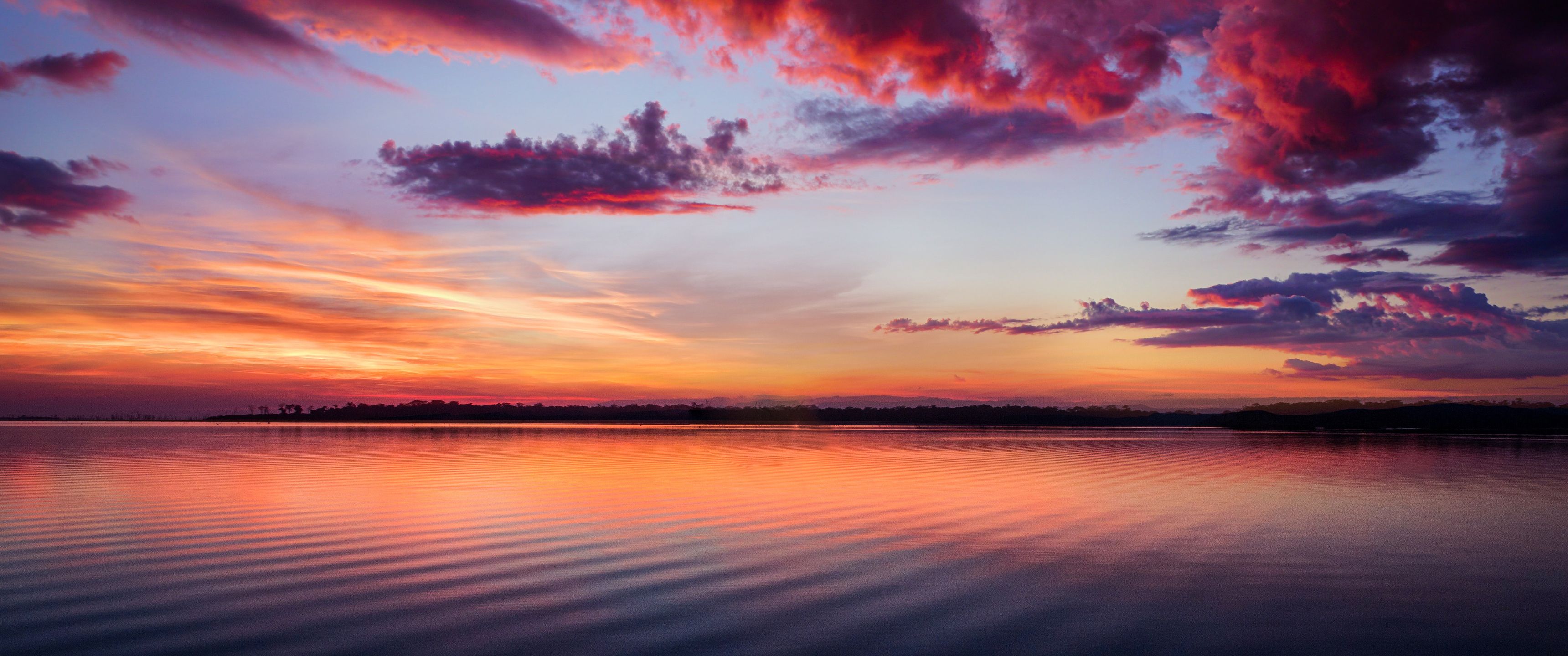 3440x1440 Download Sea, Ocean, Sunset, Beach, Sky, Clouds, Nature, Sun Wallpaper in 3440x1440 Resolution
