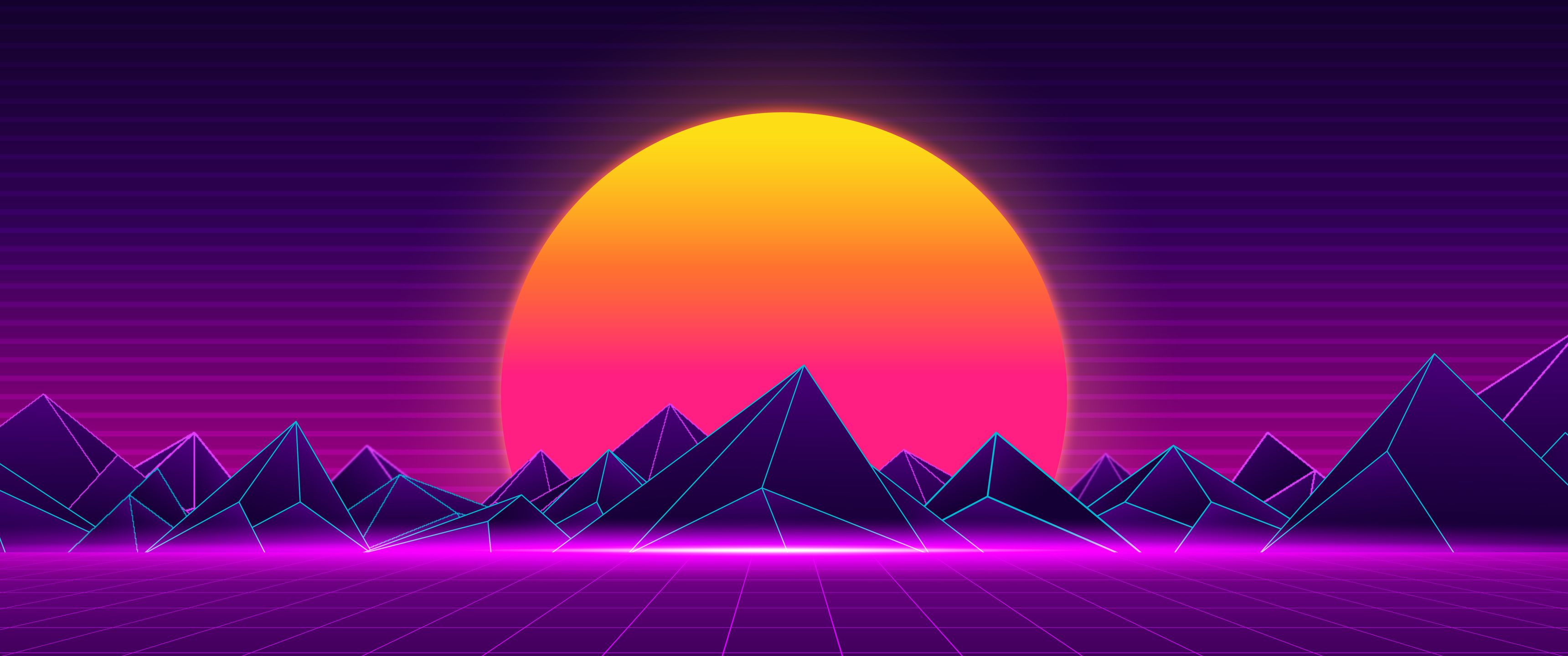 3440x1440 Retro Sunset 8k UltraWide Quad HD 1440P , HD 4k Wallpaper, Image, Background, Photos and Picture